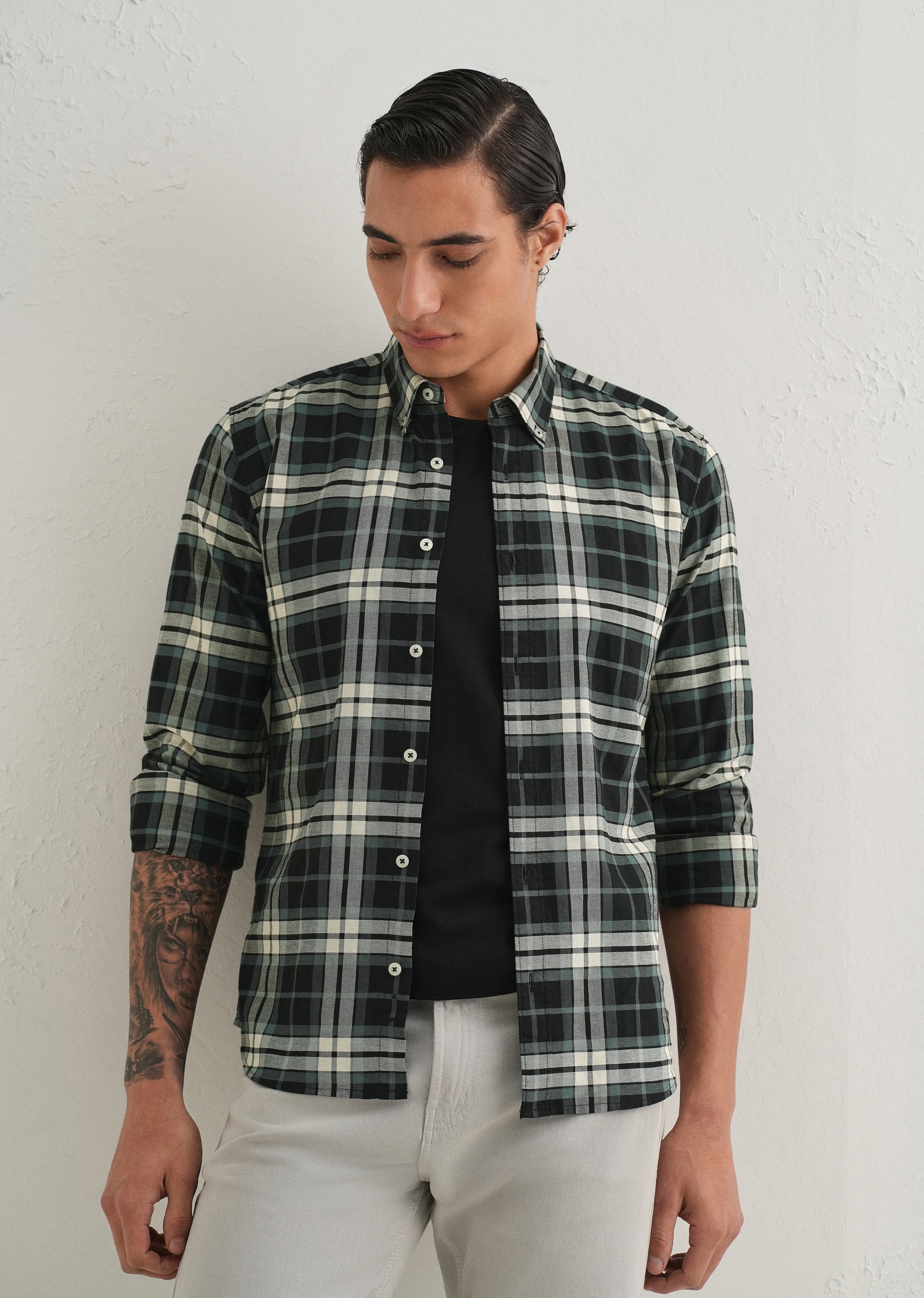 Green Plaid Check Shirt - Image 7
