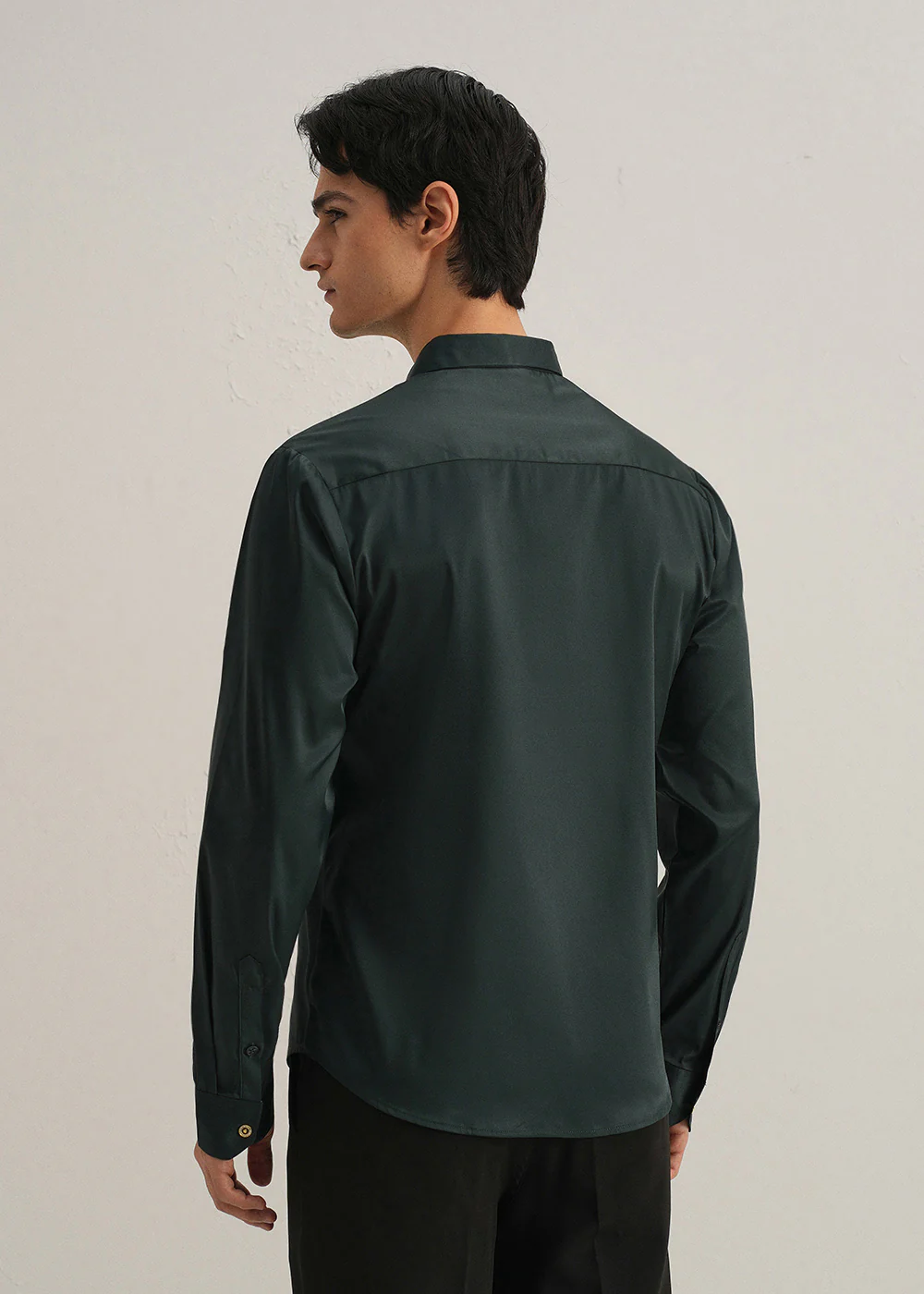 Green Plain Stitchless Placket Shirt - Image 4