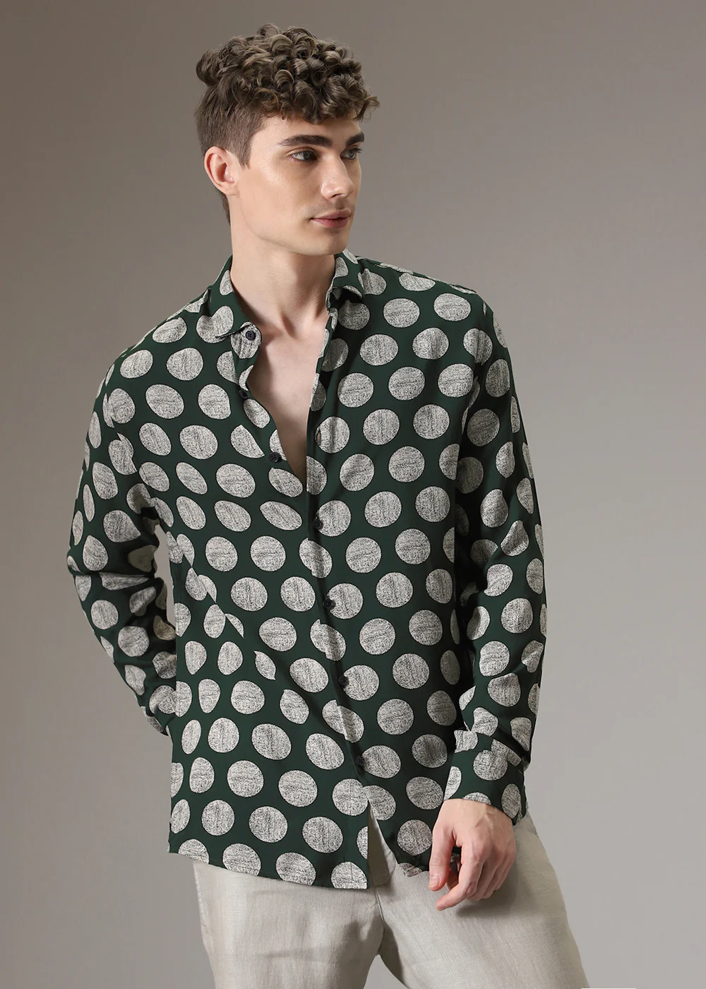 Green Polka Dot Feather Shirt - Image 3