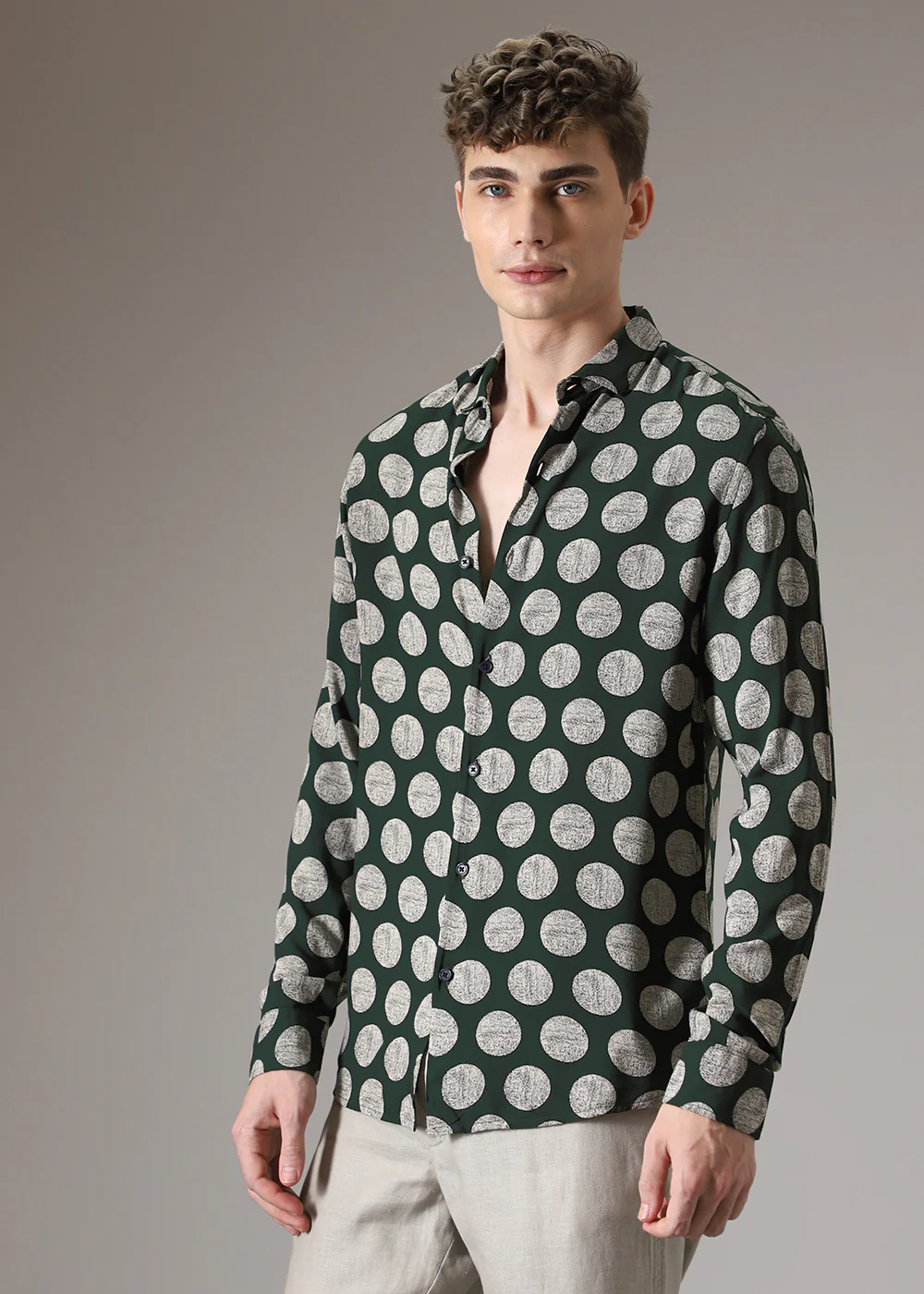 Green Polka Dot Feather Shirt - Image 6