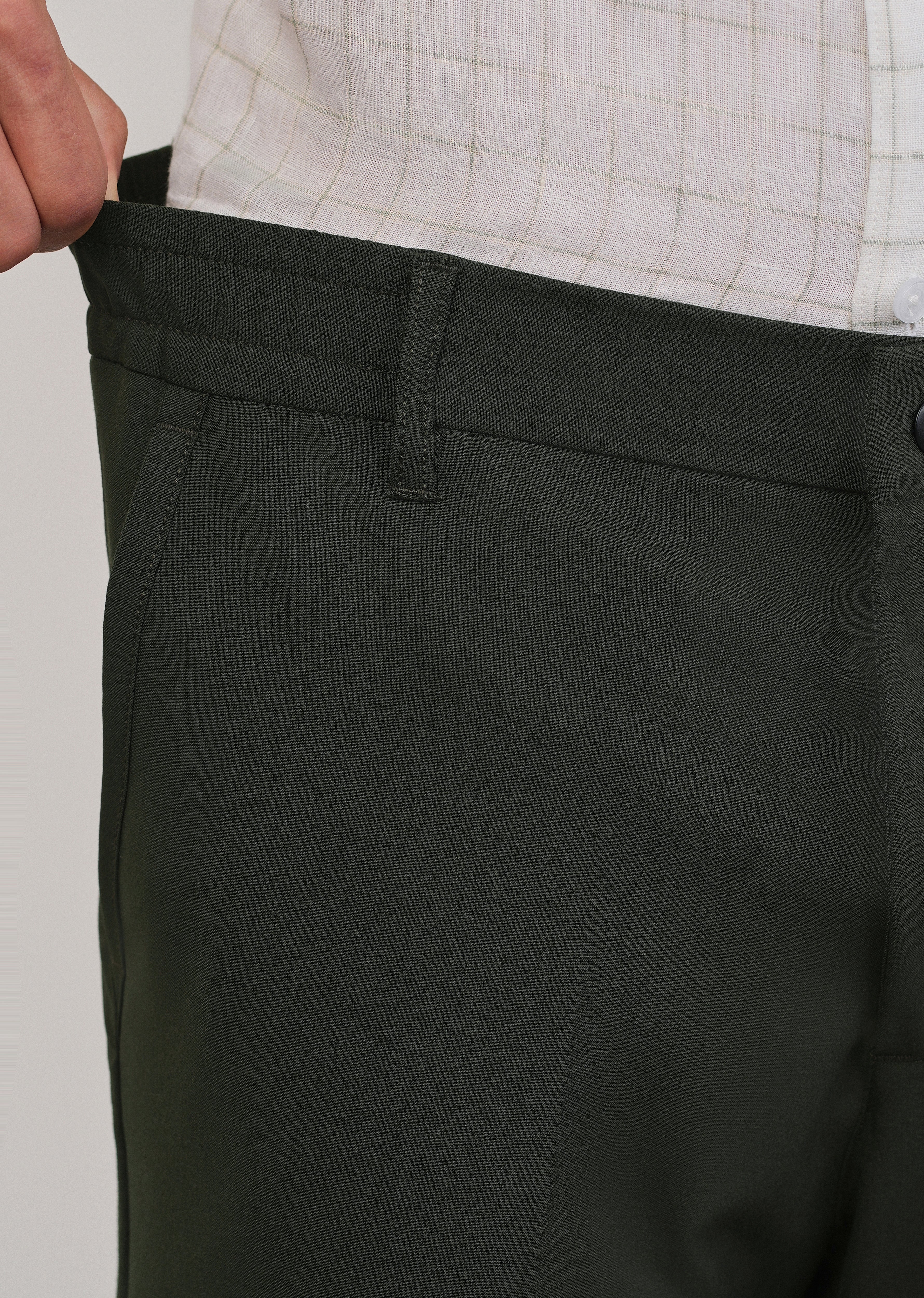 Green Semi-Elastic Slim Fit Trouser - Image 5