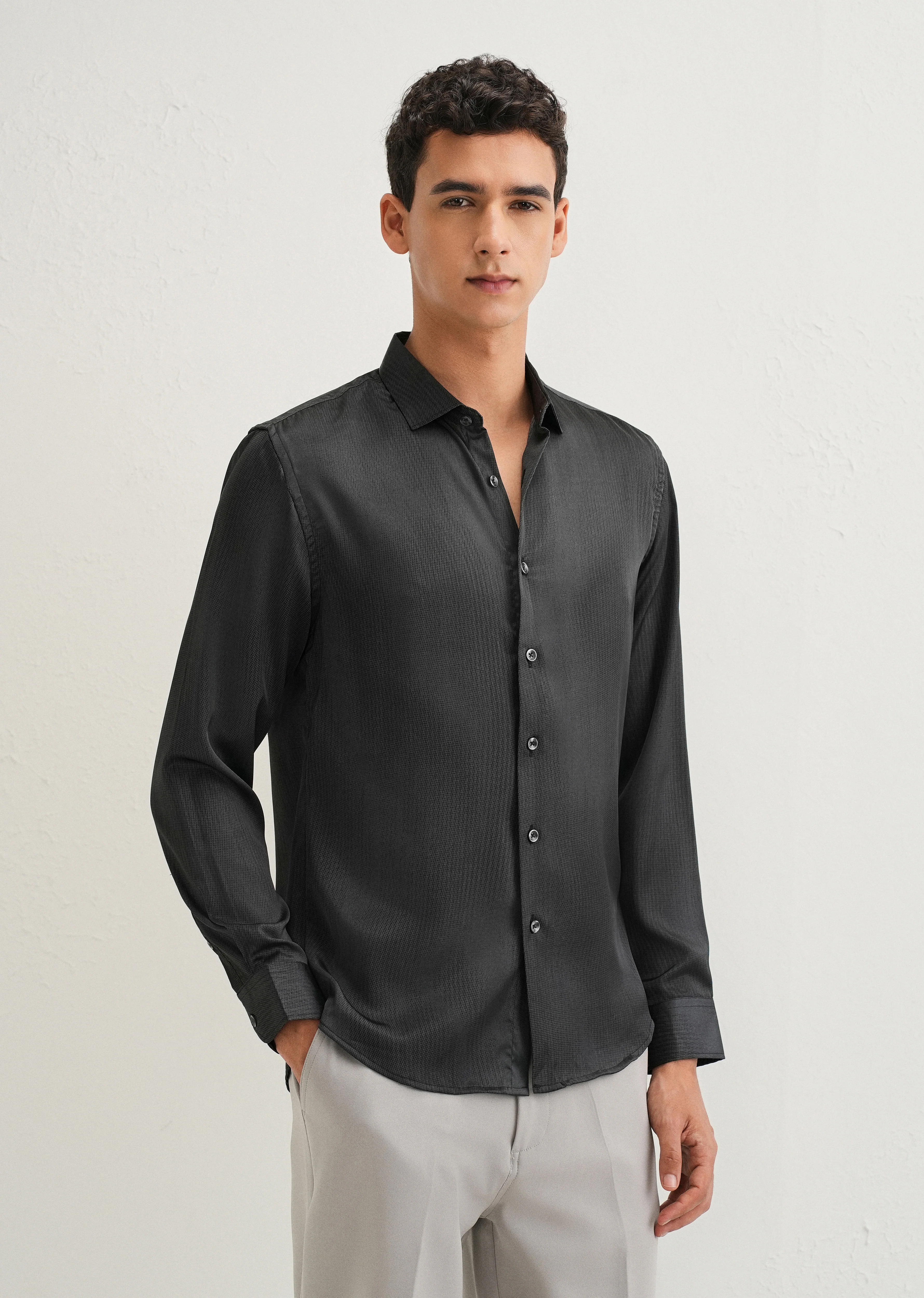 Green Stippling Abstract Printed Shirt - Image 4