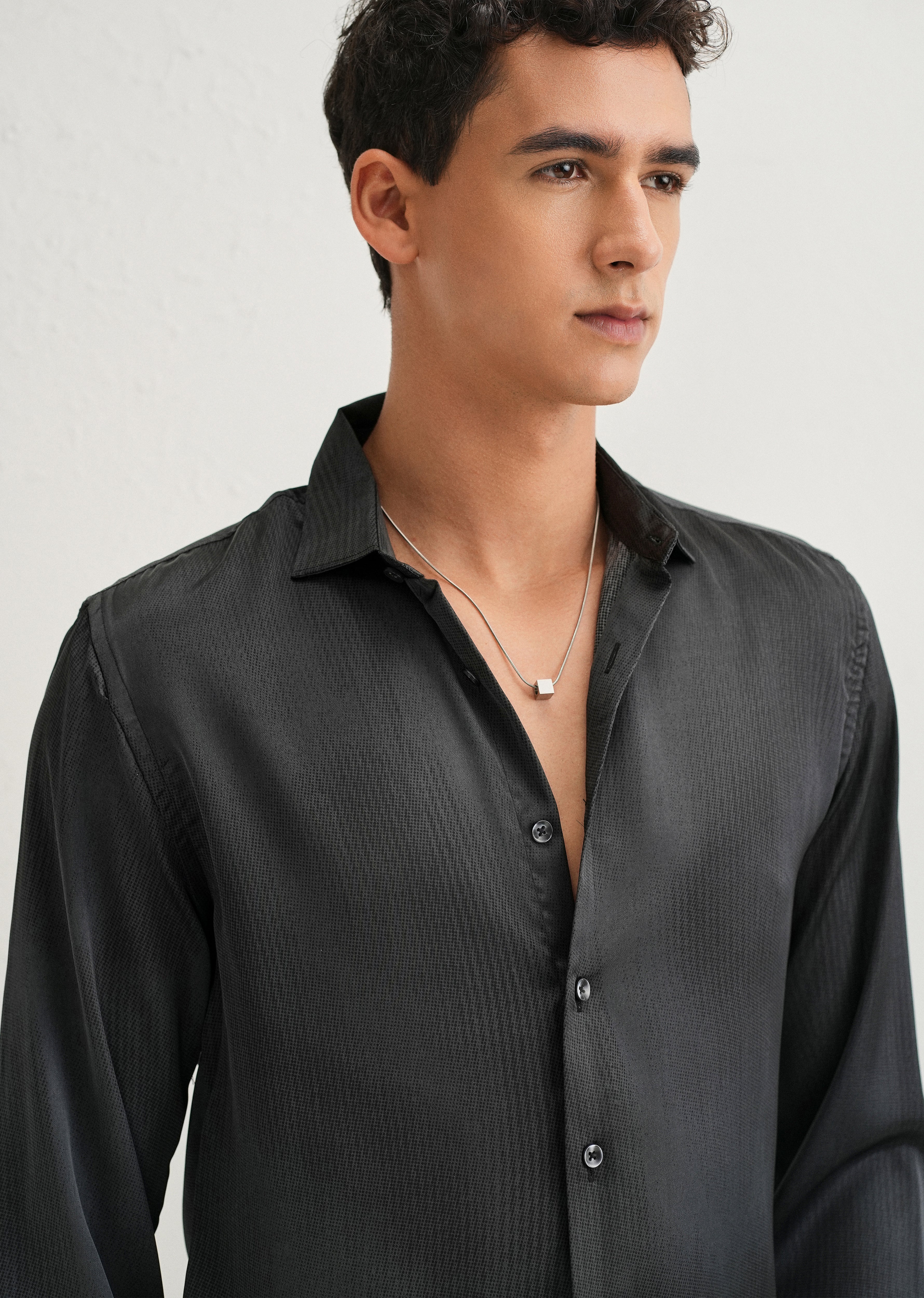 Green Stippling Abstract Printed Shirt - Image 5