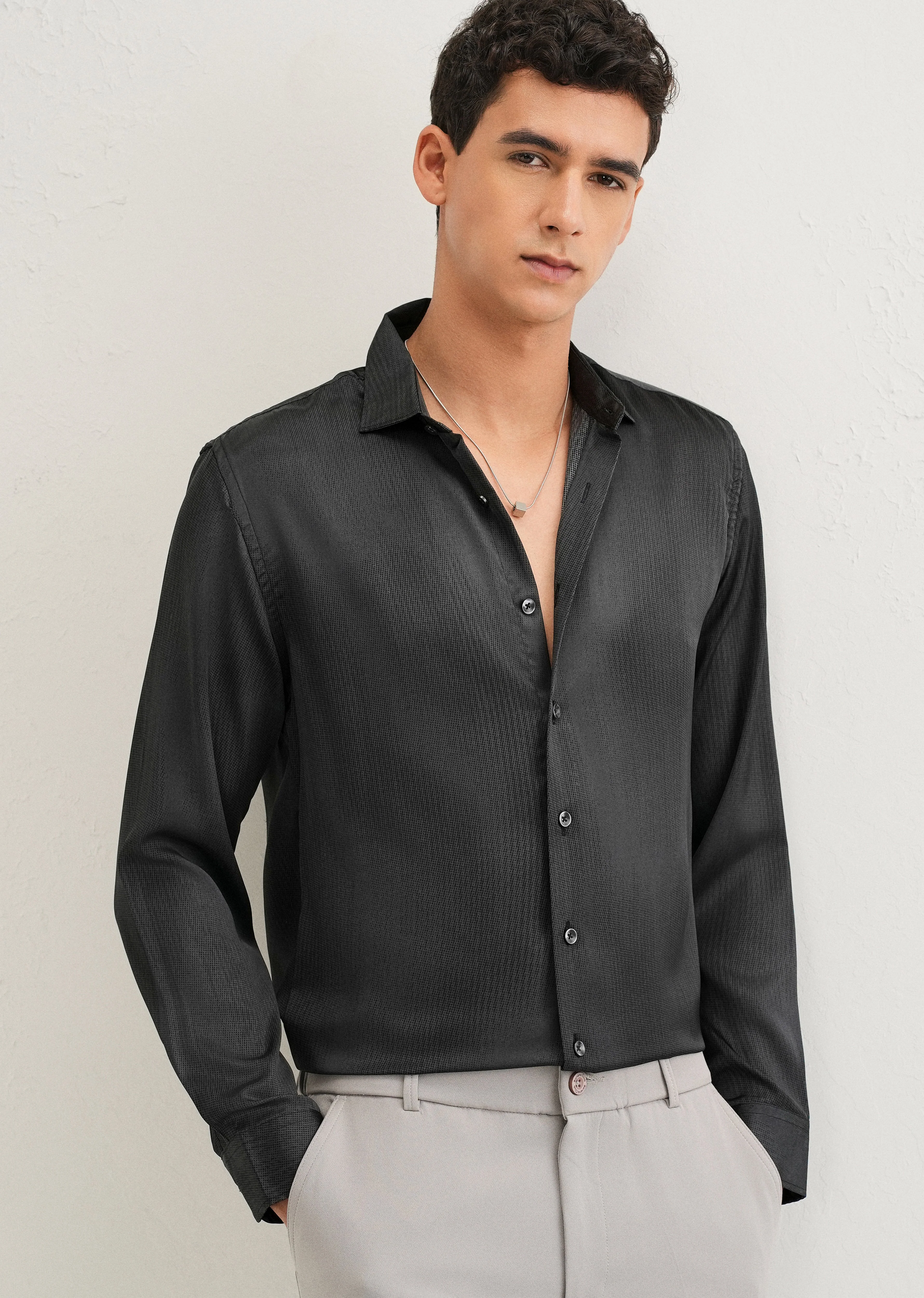 Green Stippling Abstract Printed Shirt - Image 6