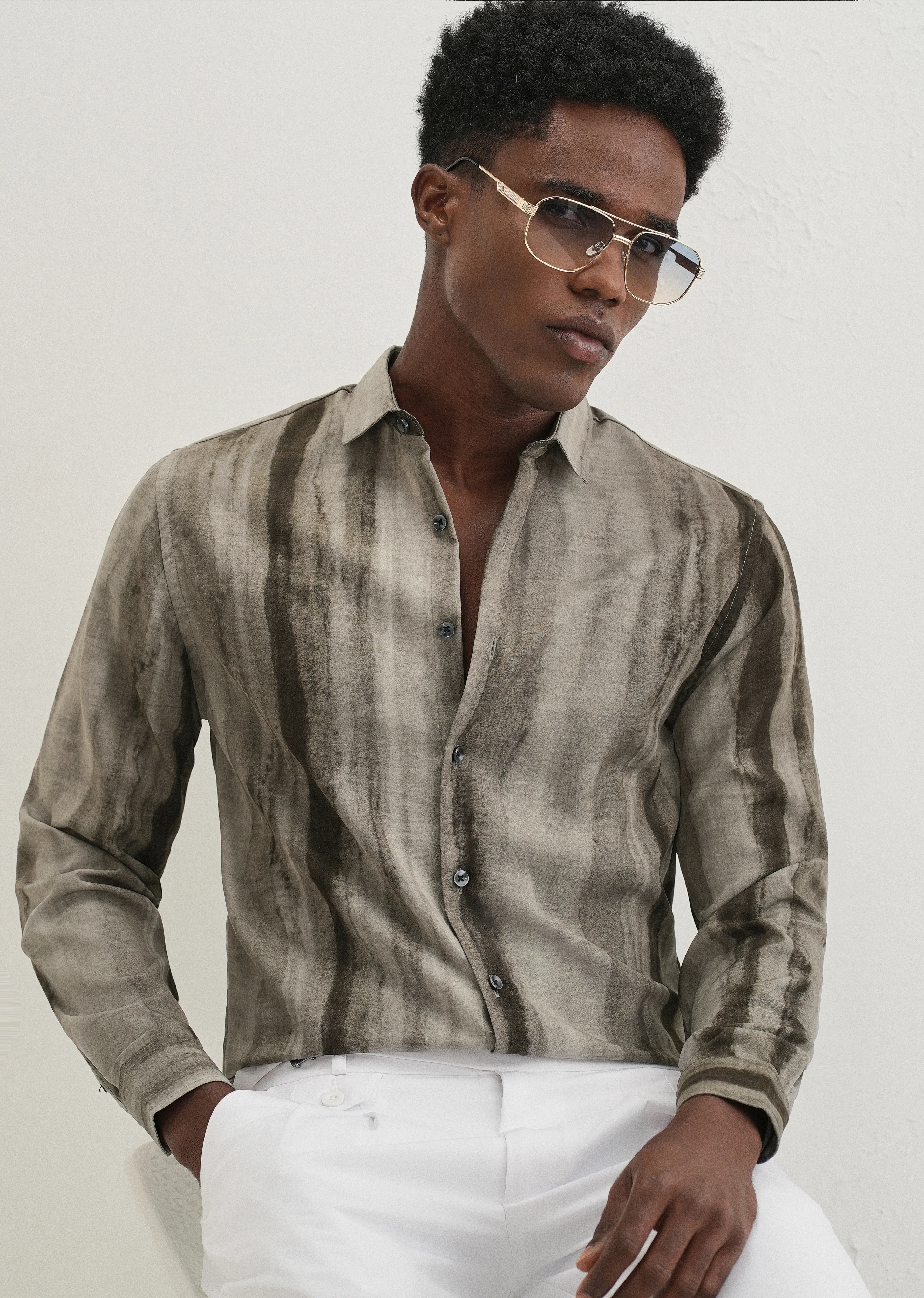 Green Stripe Printed Shirt - Image 7