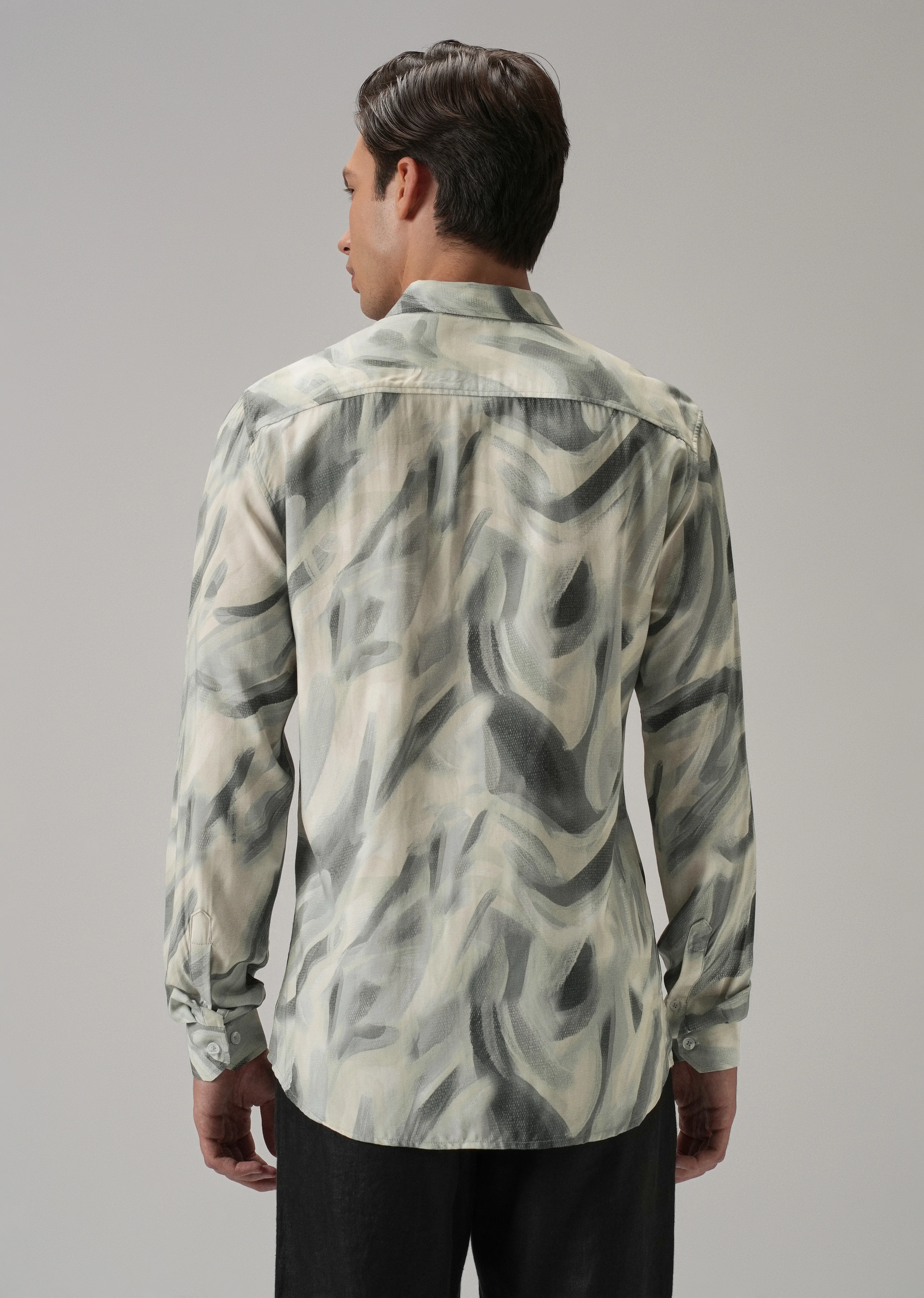 Green Texture Swirl Printed Shirt - Image 2