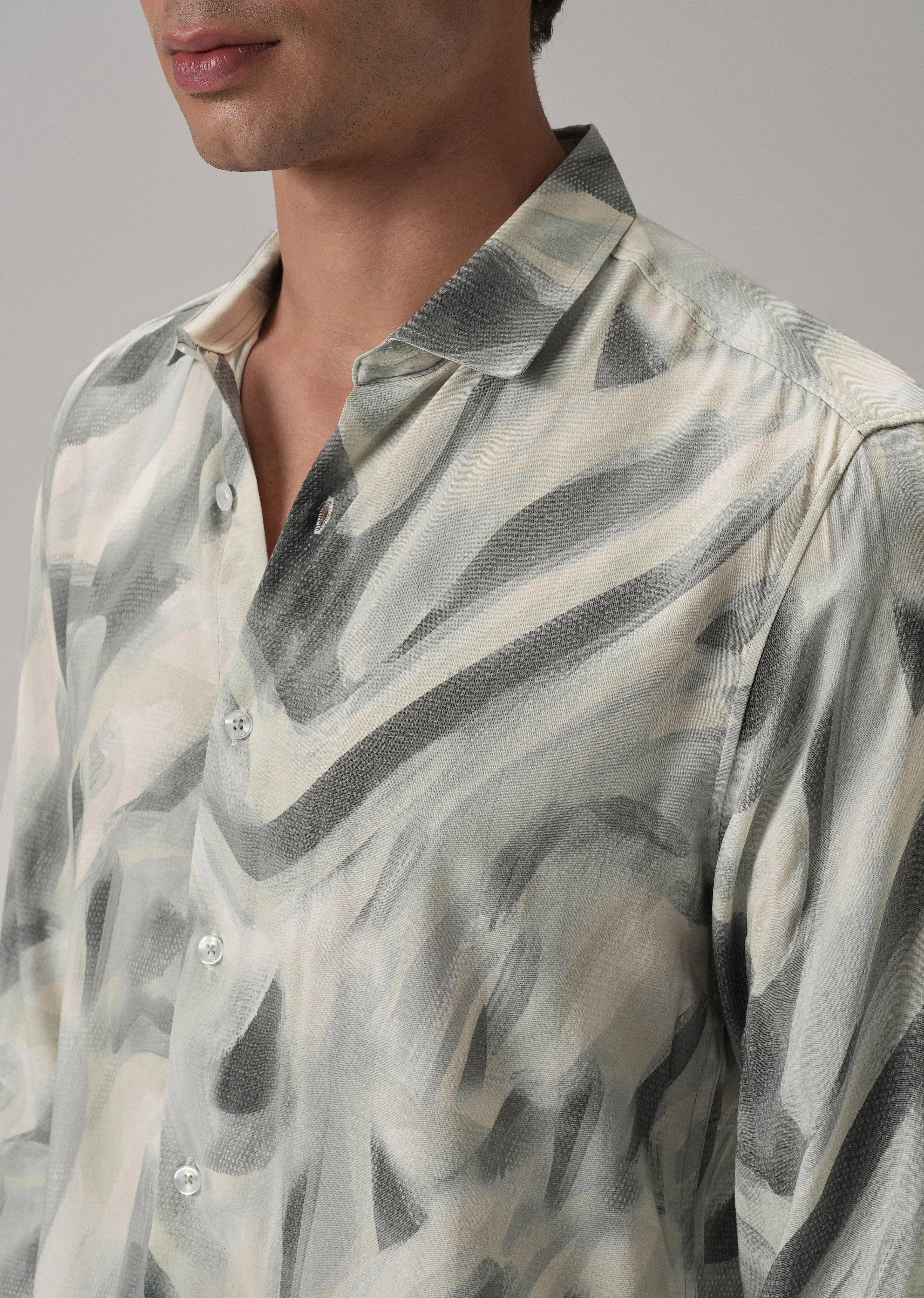 Green Texture Swirl Printed Shirt - Image 5