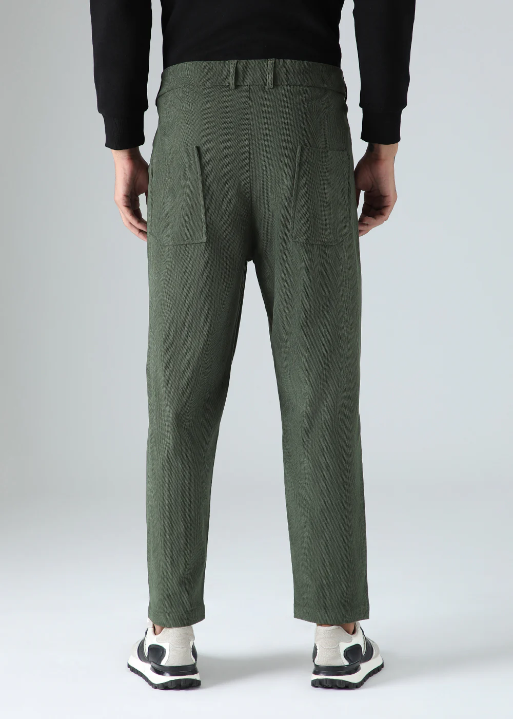 Green Textured Corduroy Drawstring Pant - Image 4