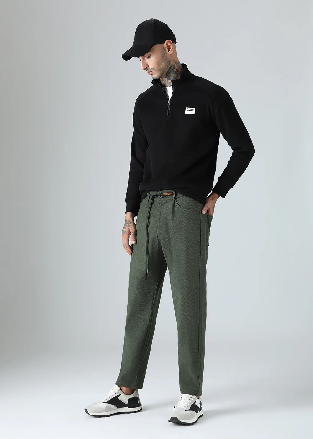 Green Textured Corduroy Drawstring Pant - Image 6