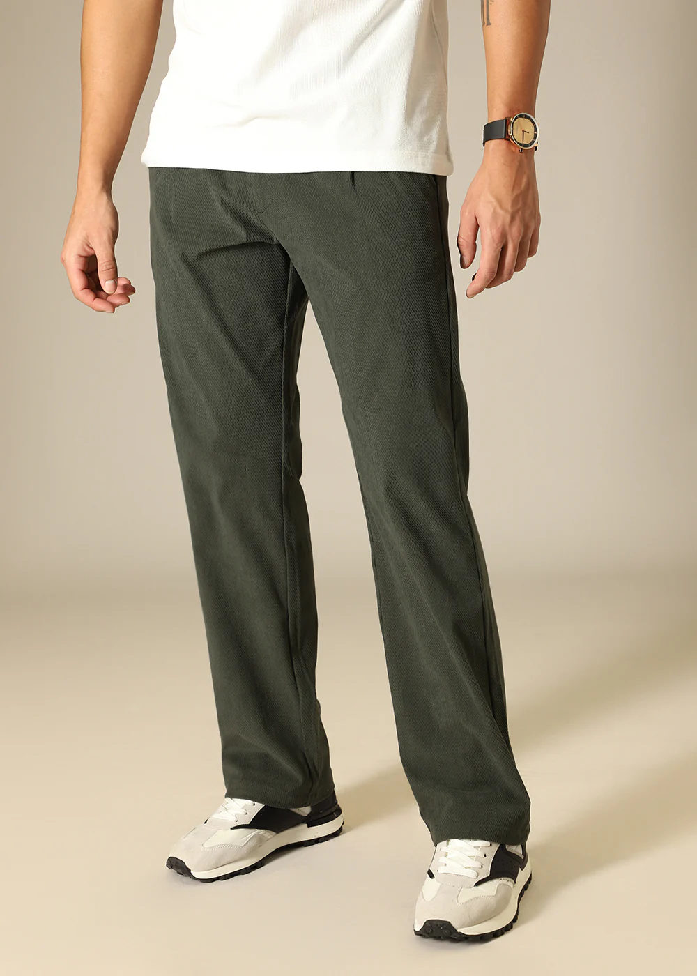 Green Textured Corduroy Pant - Image 3