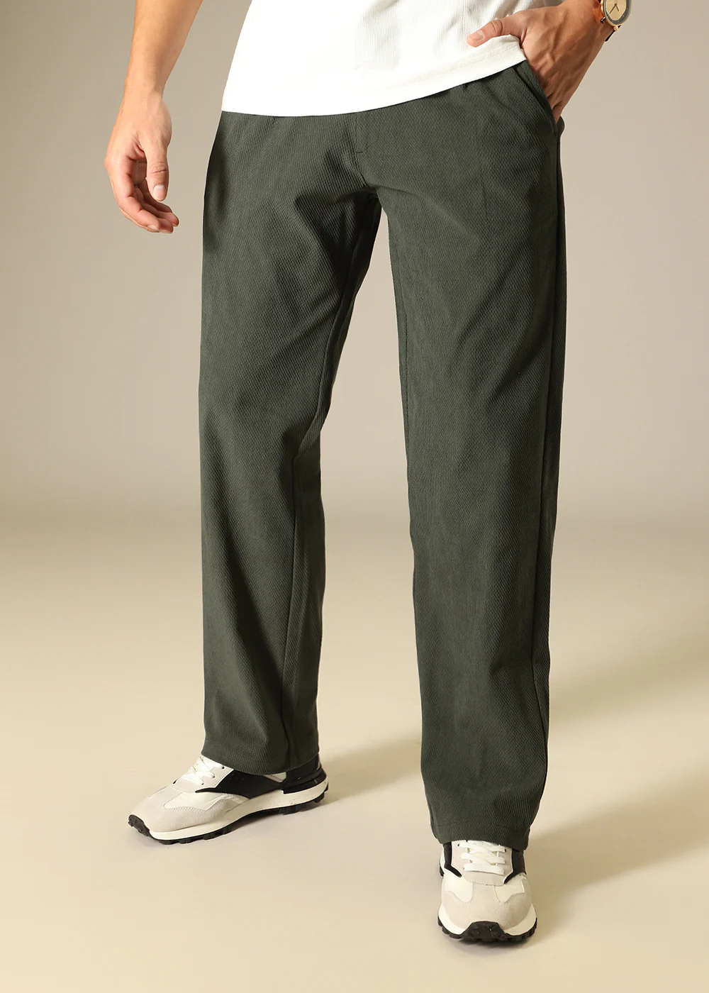 Green Textured Corduroy Pant - Image 5