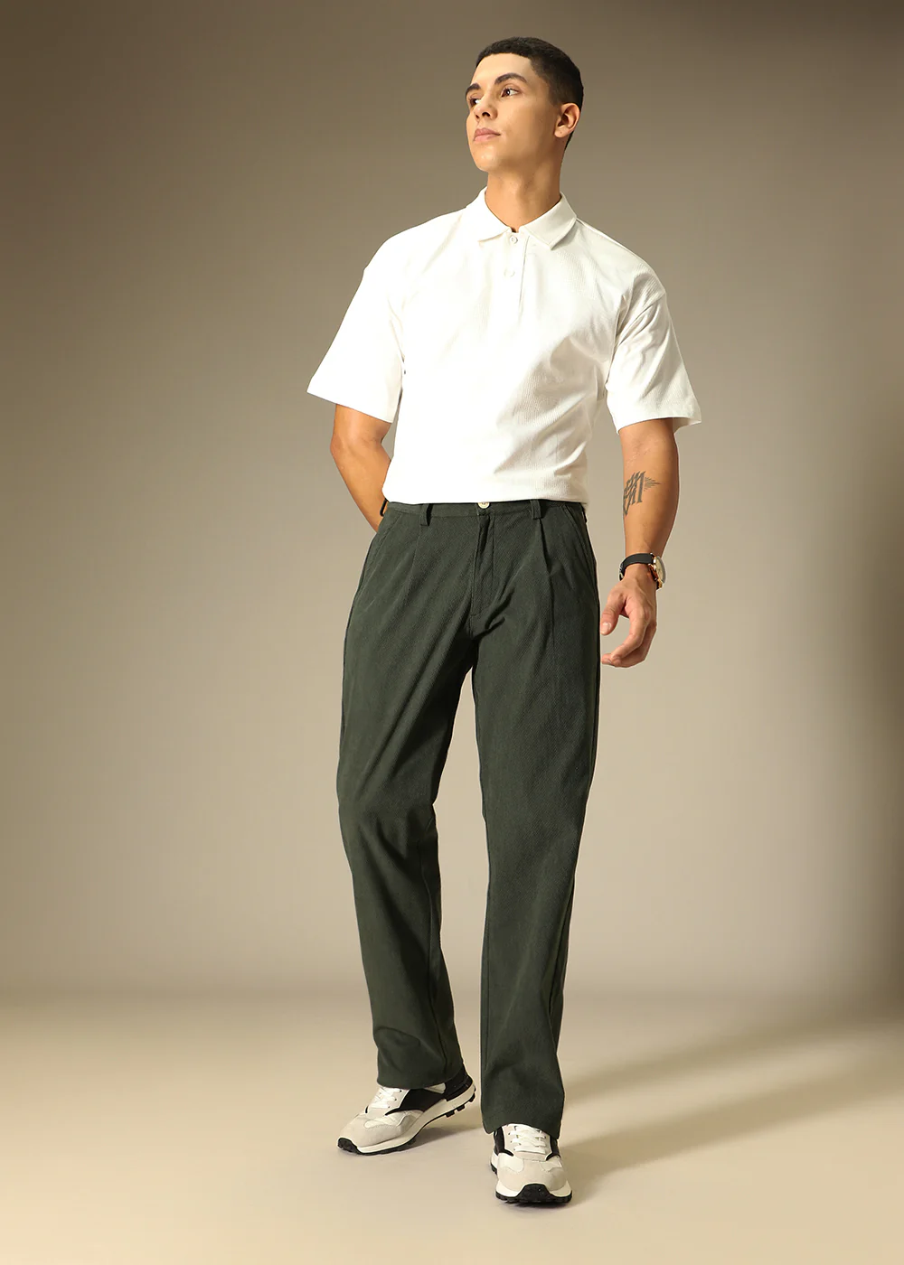 Green Textured Corduroy Pant - Image 6