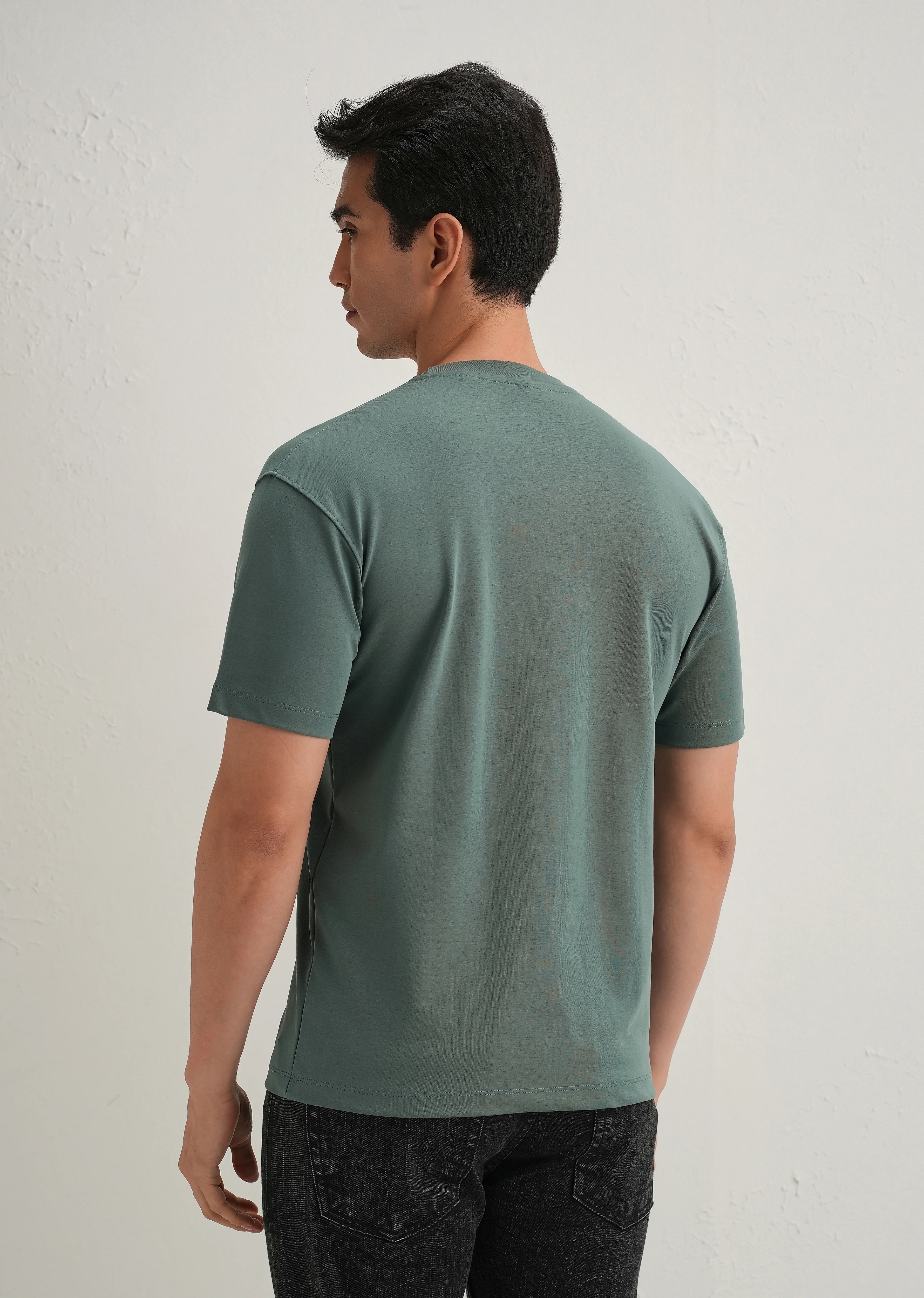 Green Textured Embossed Print T-Shirt - Image 3