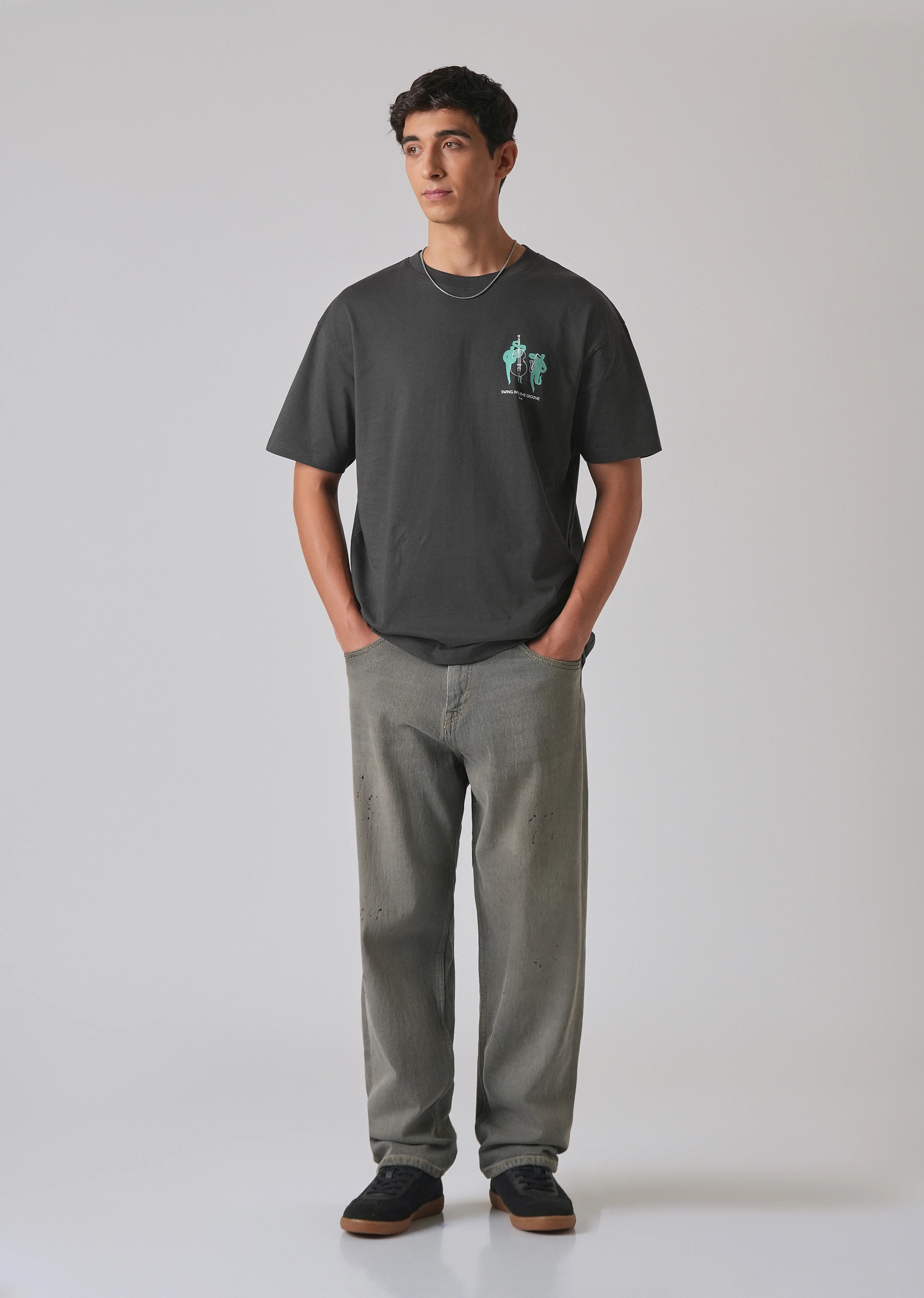 Grey Back Graphic Printed Oversized T-shirt - Image 6