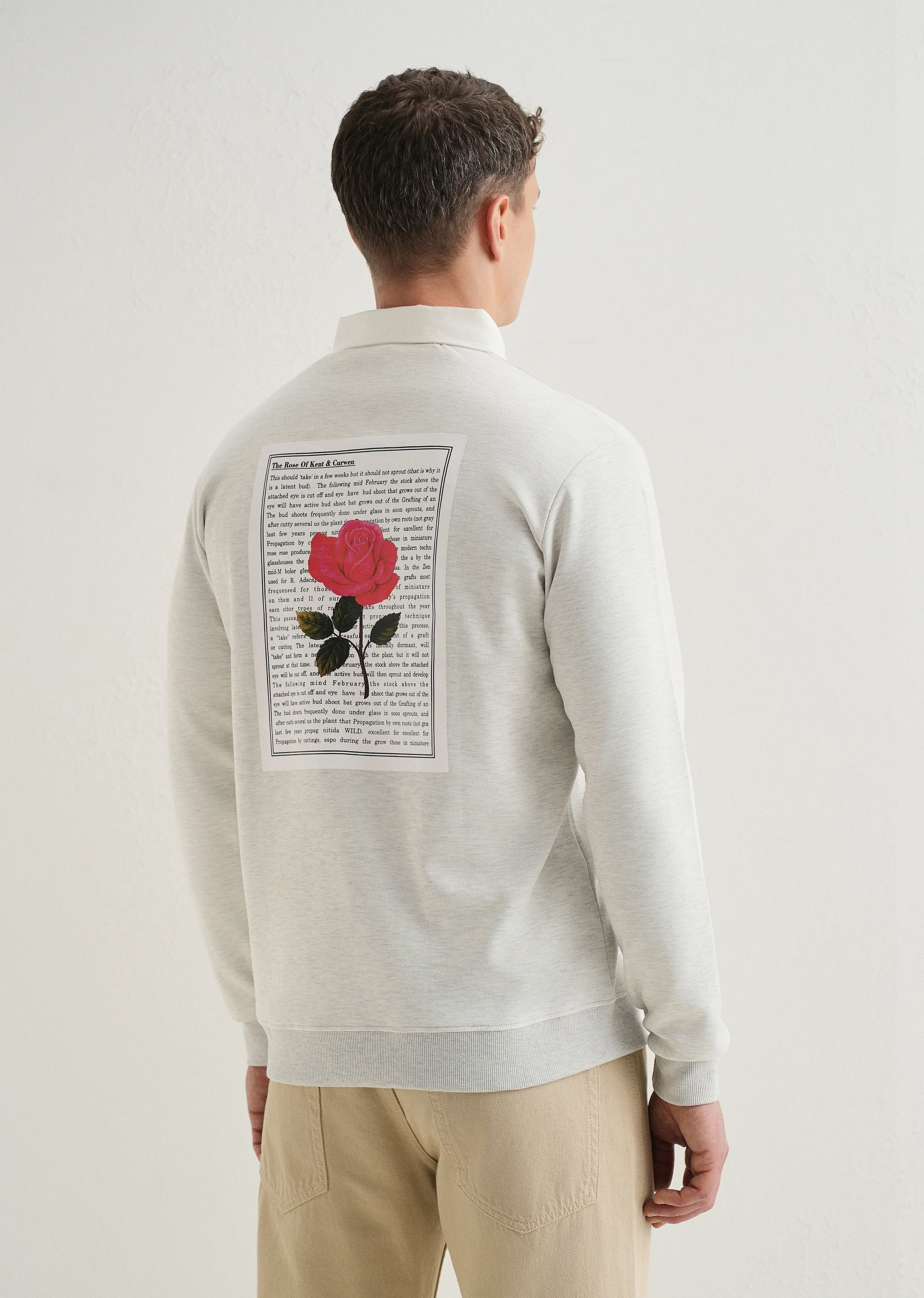 Grey Back Print Polo Sweatshirt - Image 3