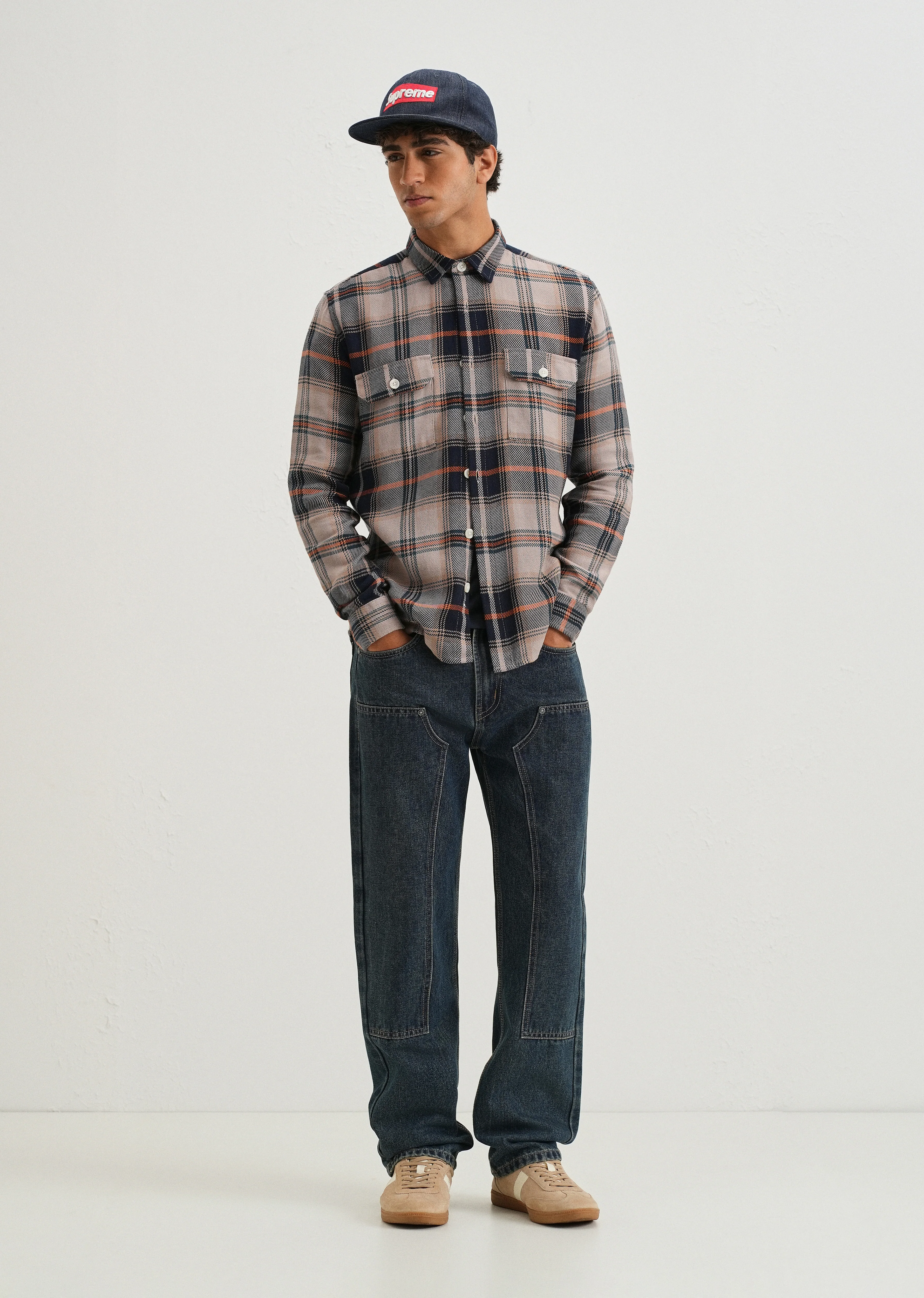 Grey Brushed Cotton Check Shirt - Image 6