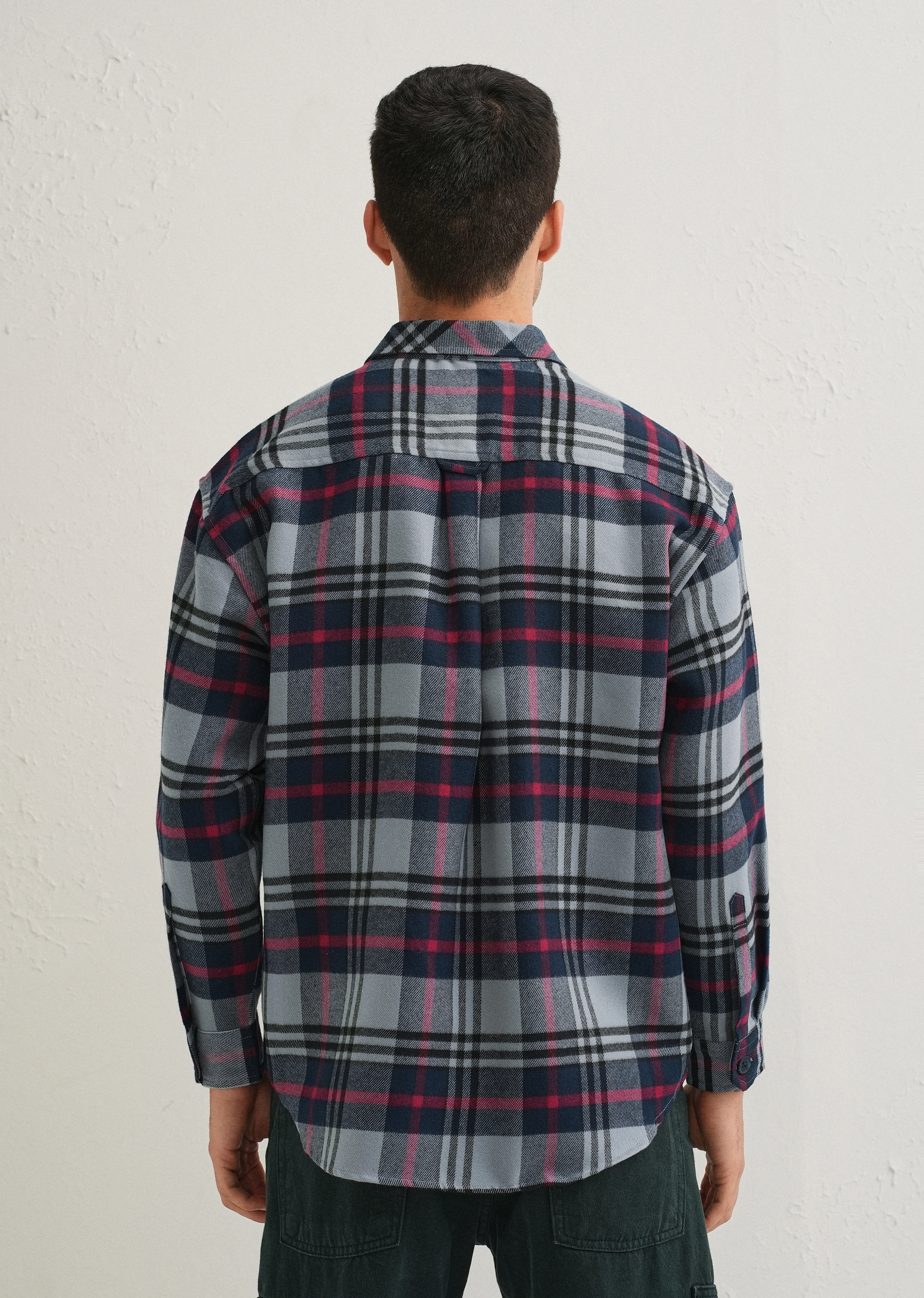 Grey Checked Relaxed Fit Shacket - Image 3