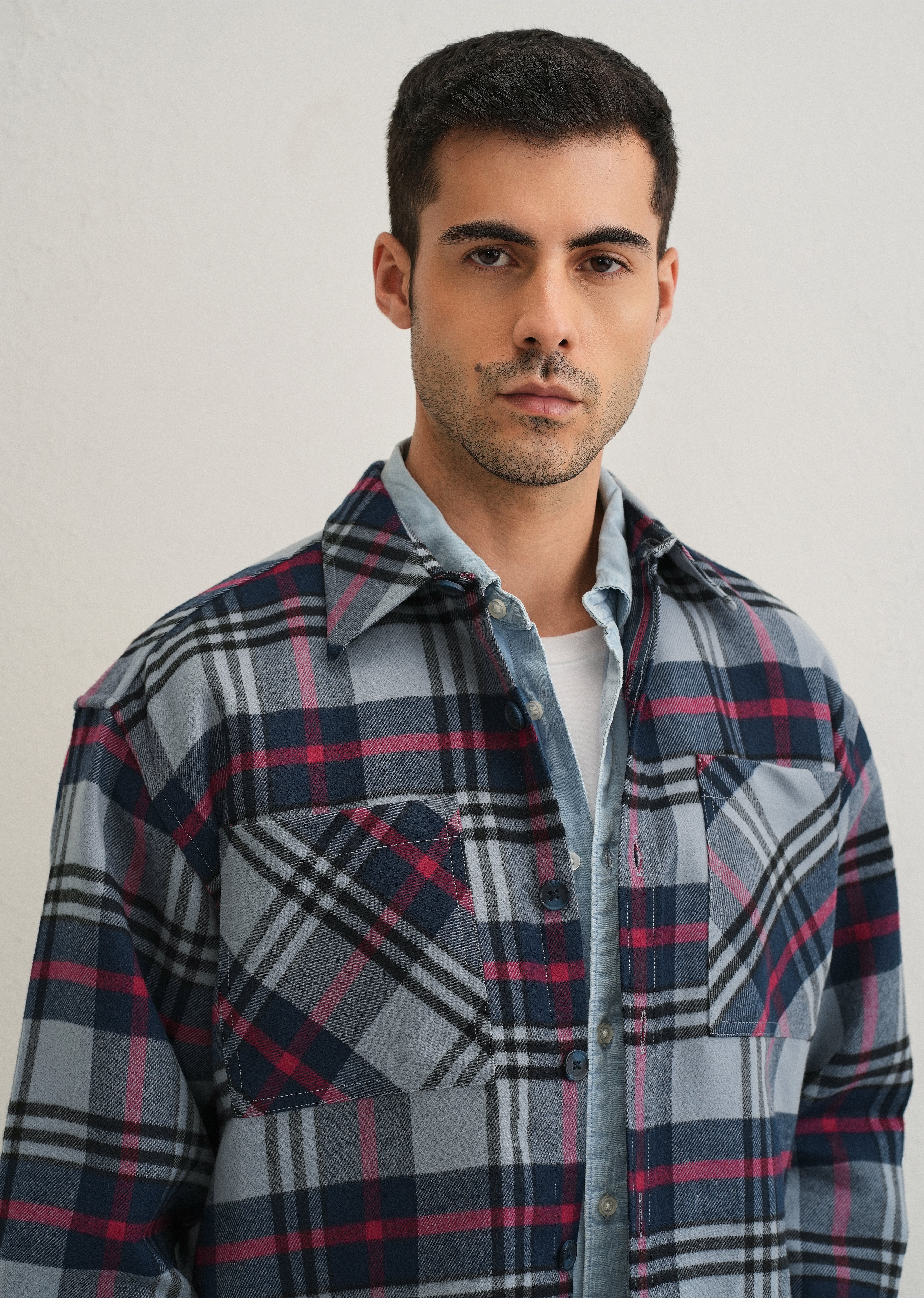 Grey Checked Relaxed Fit Shacket - Image 6