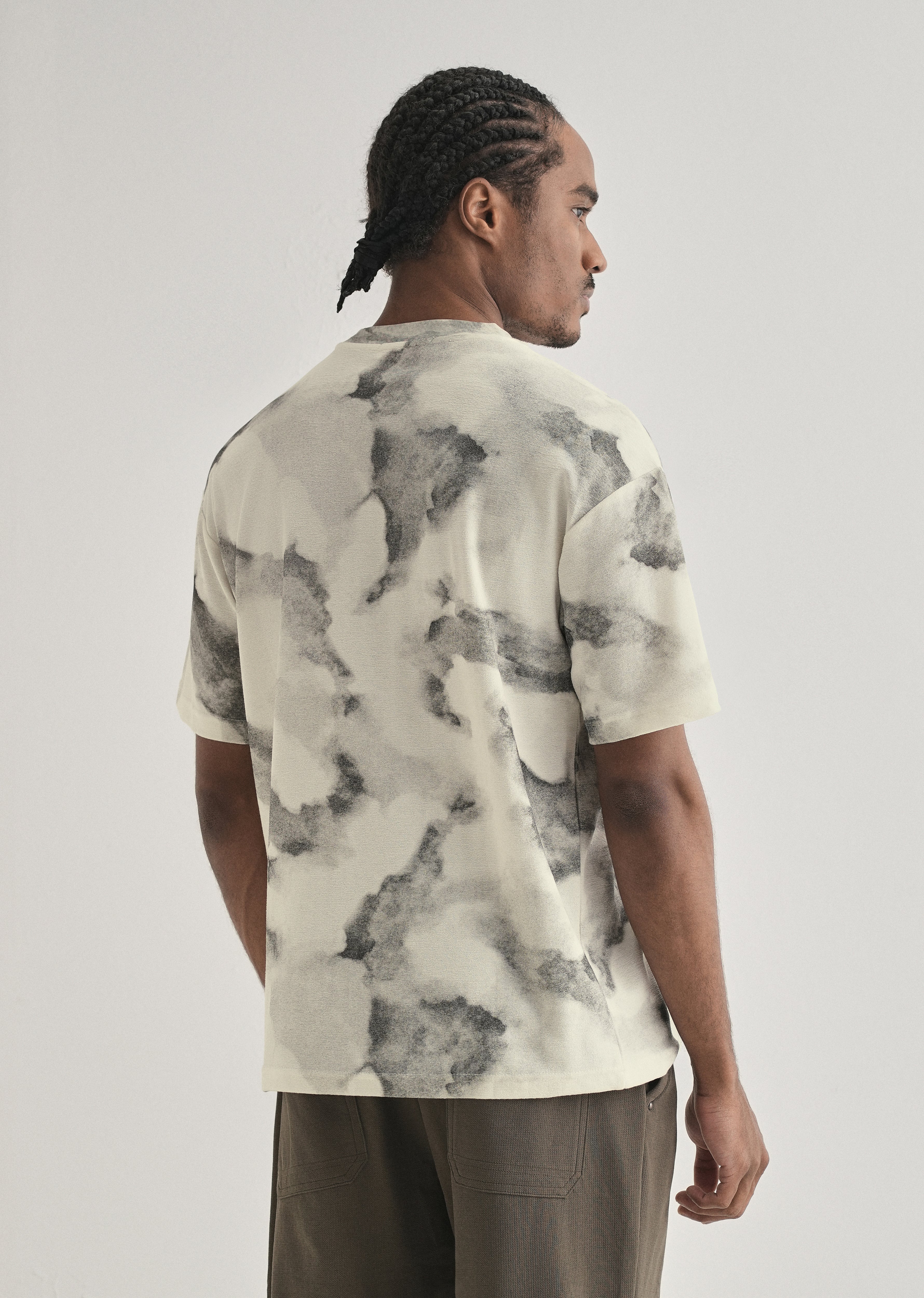 Grey Cloud Wash Textured Oversized T-shirt - Image 2
