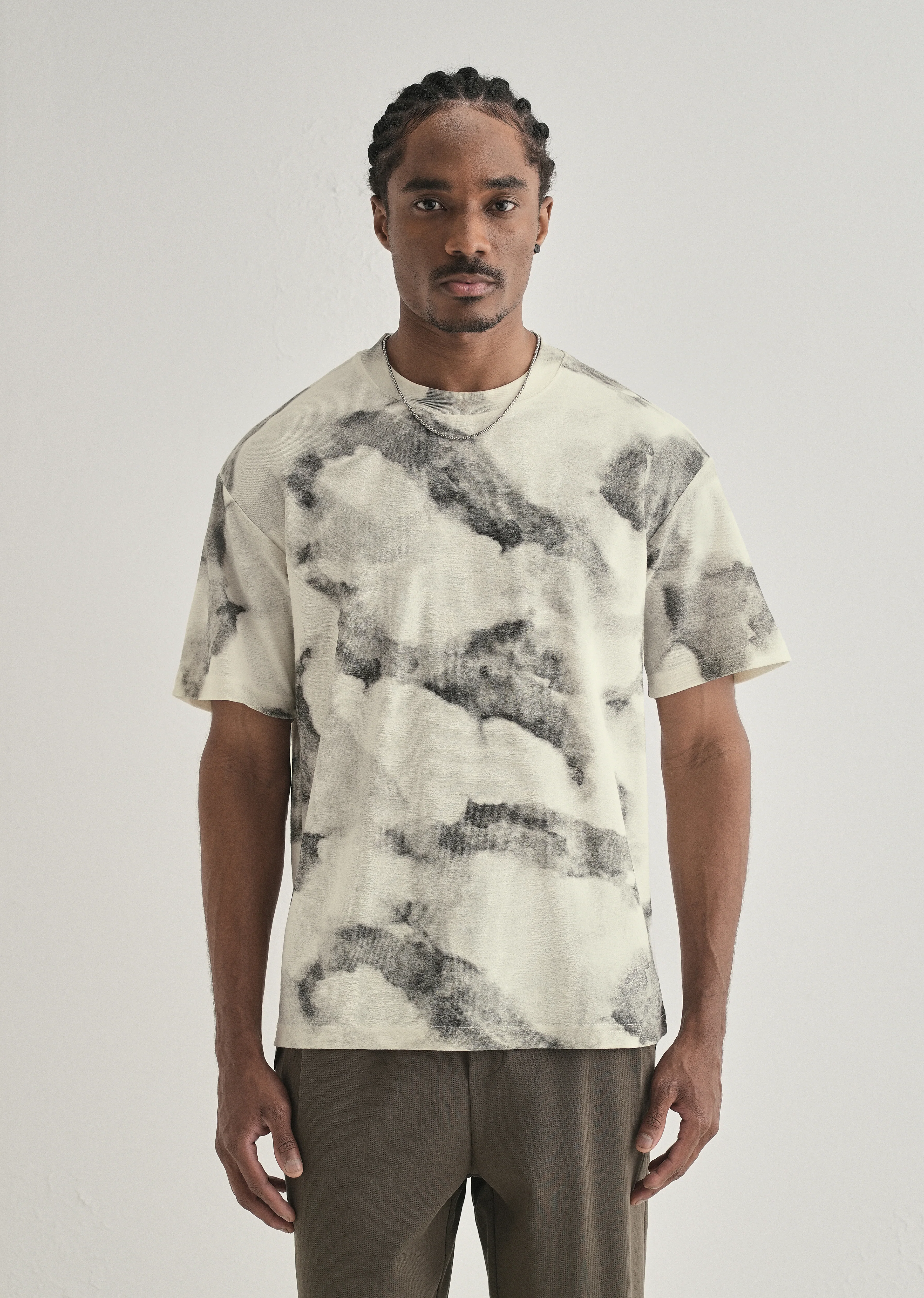Grey Cloud Wash Textured Oversized T-shirt - Image 3