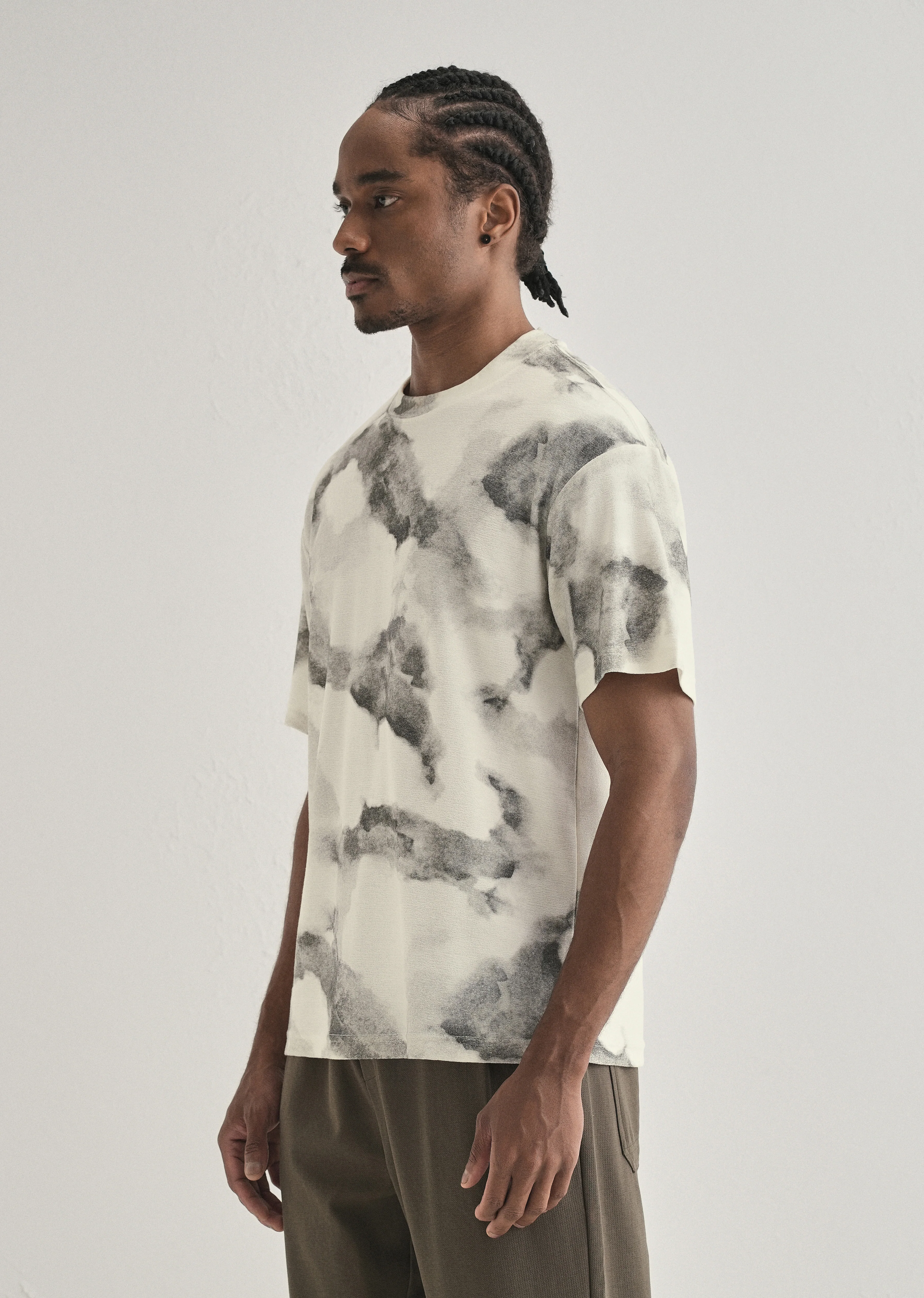 Grey Cloud Wash Textured Oversized T-shirt - Image 4
