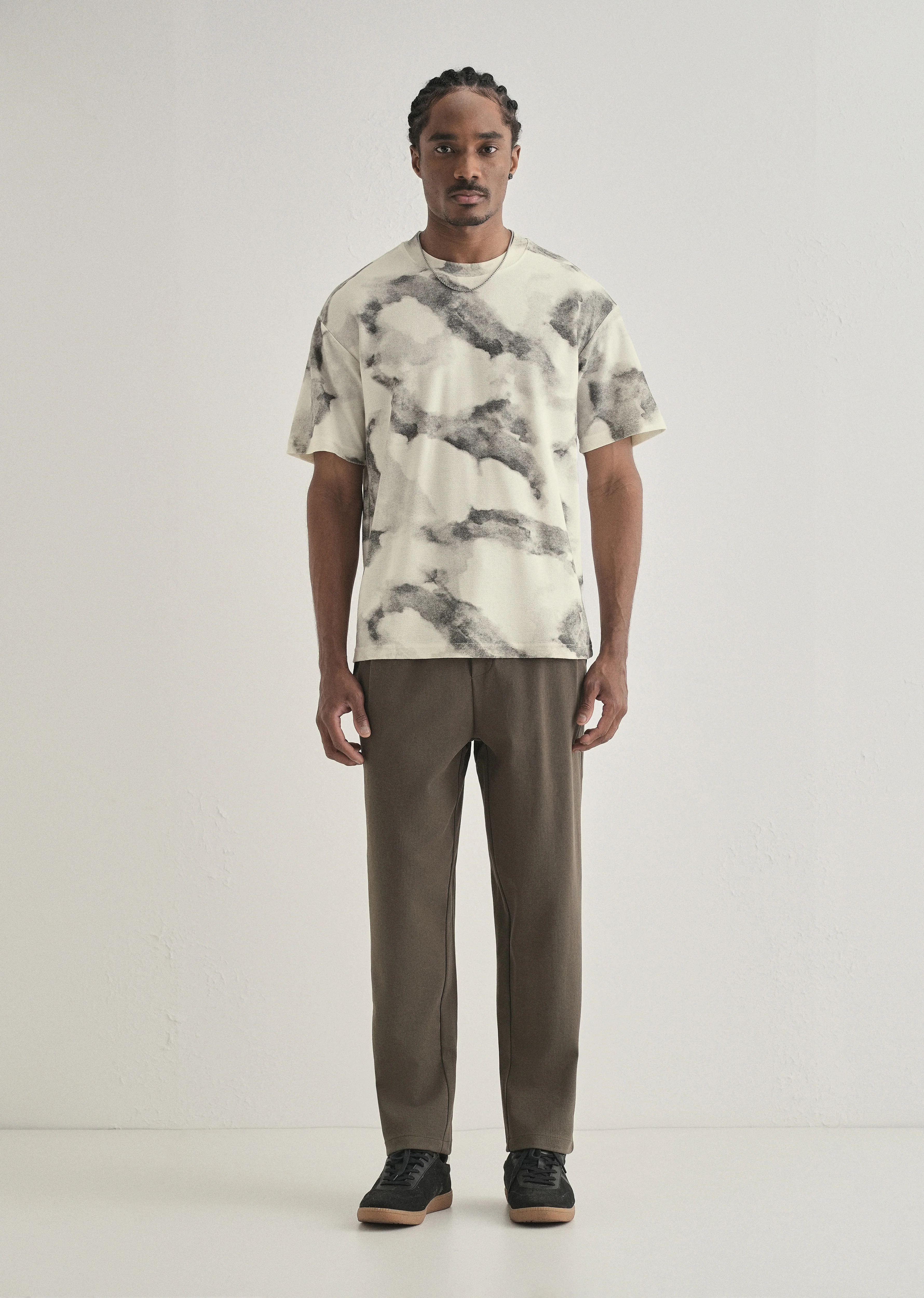 Grey Cloud Wash Textured Oversized T-shirt - Image 6