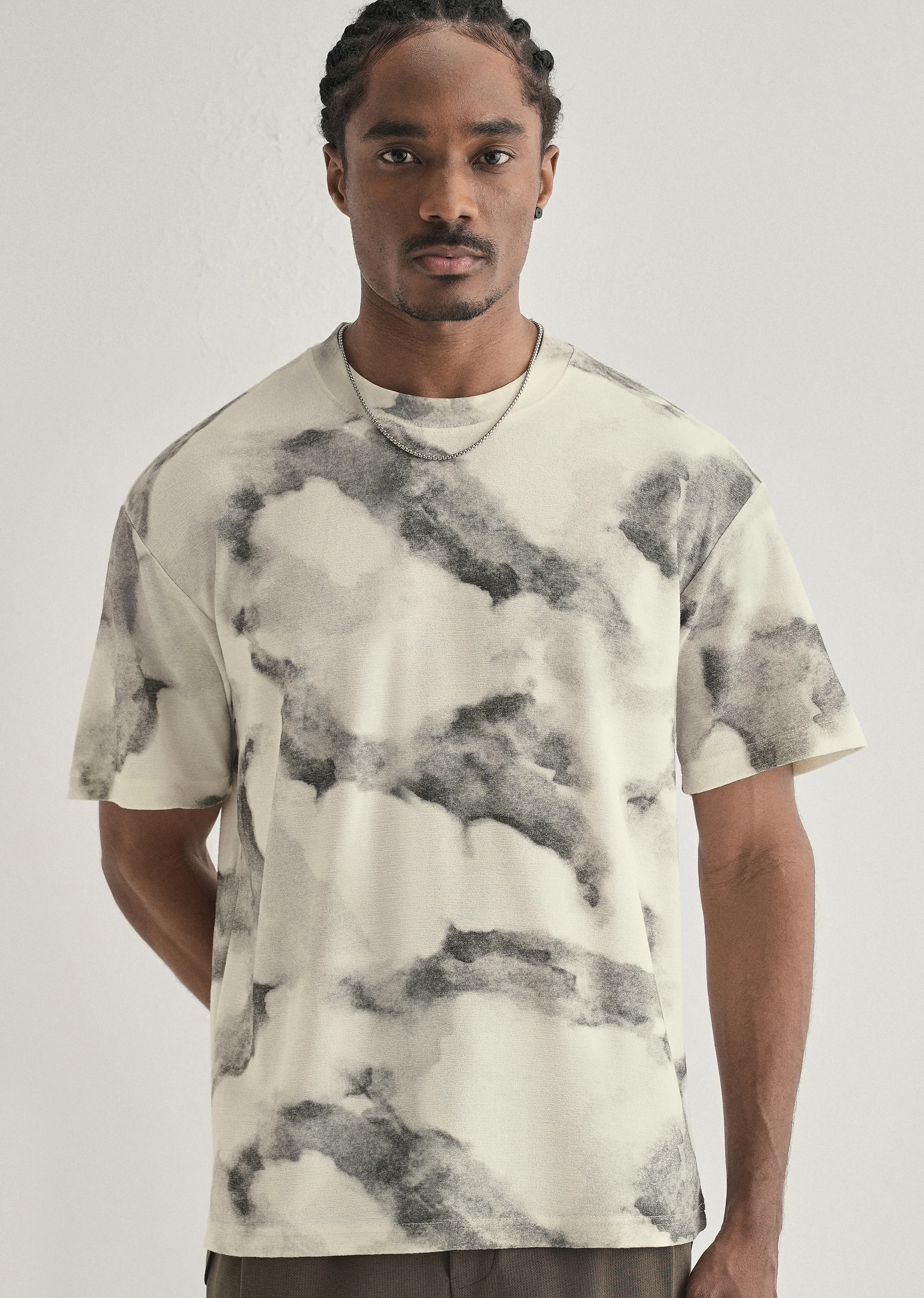 Grey Cloud Wash Textured Oversized T-shirt - Image 7