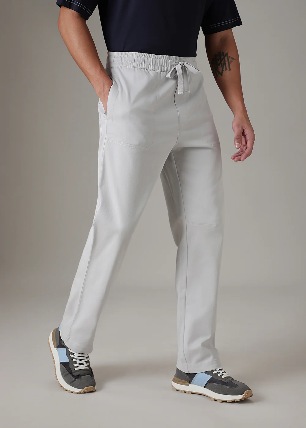 Grey Cotton Drawstring Pant - Image 5