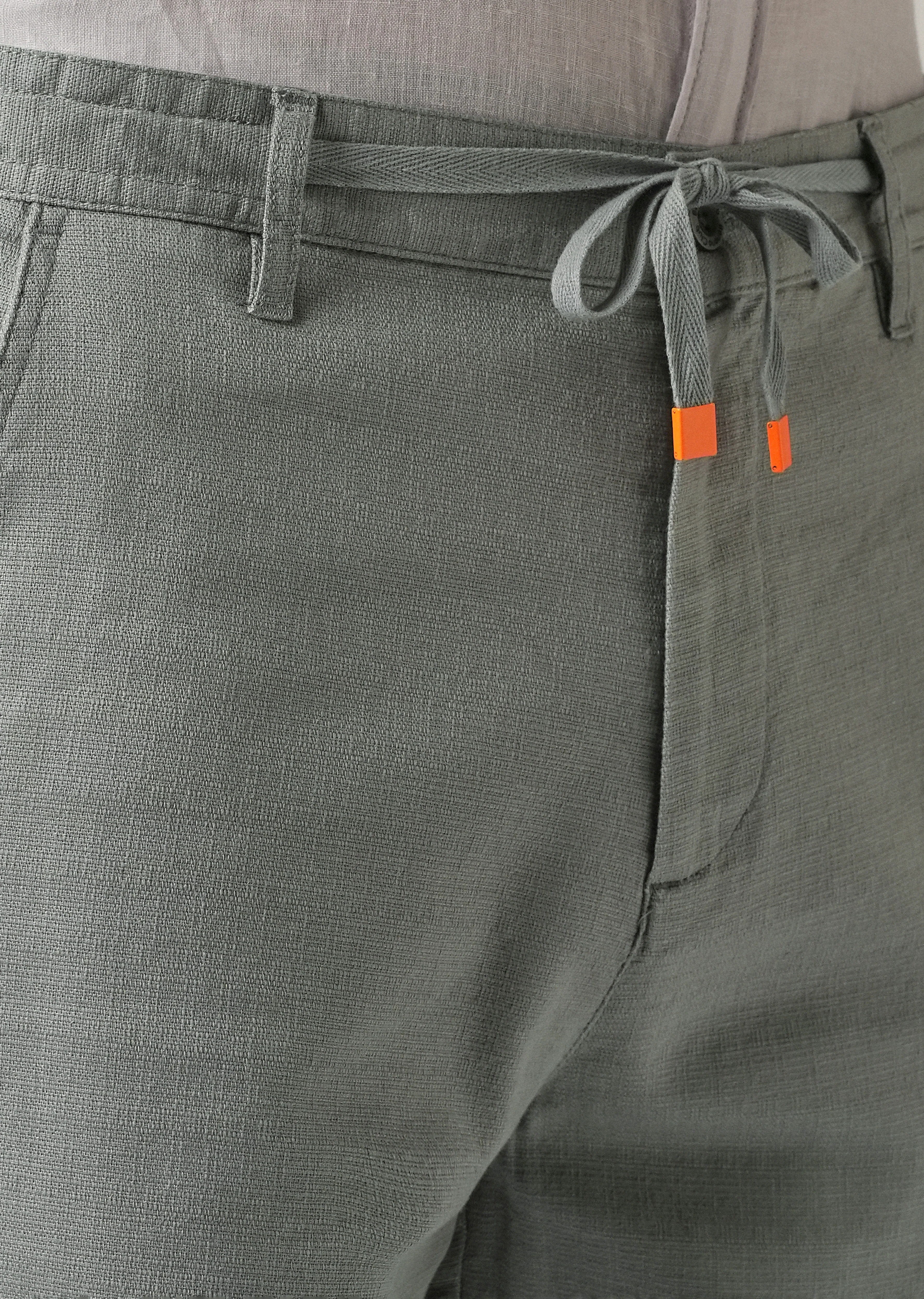 Grey Linen-Look Cotton Trousers - Image 5