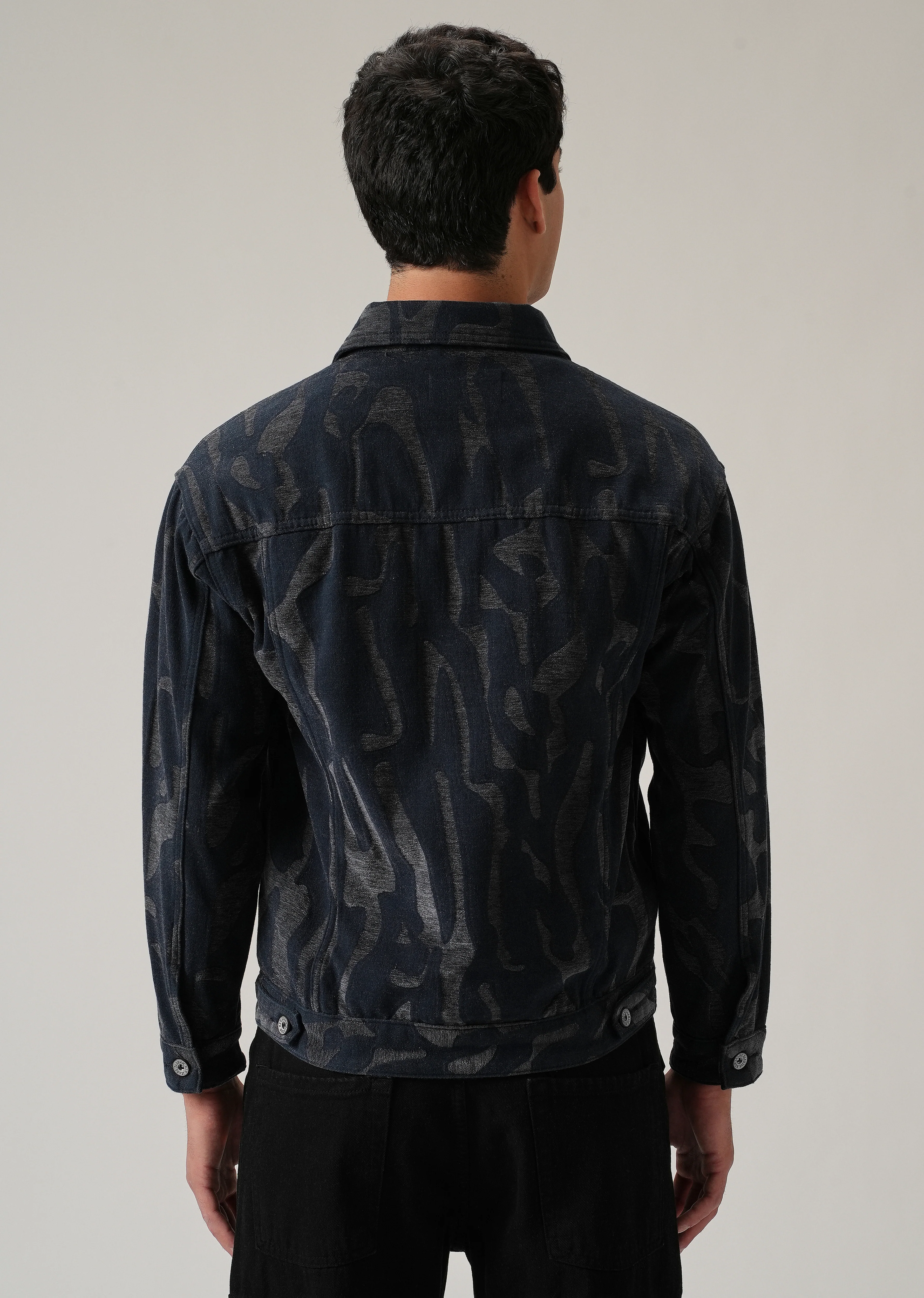Grey Denim Jacquard Jacket - Image 2