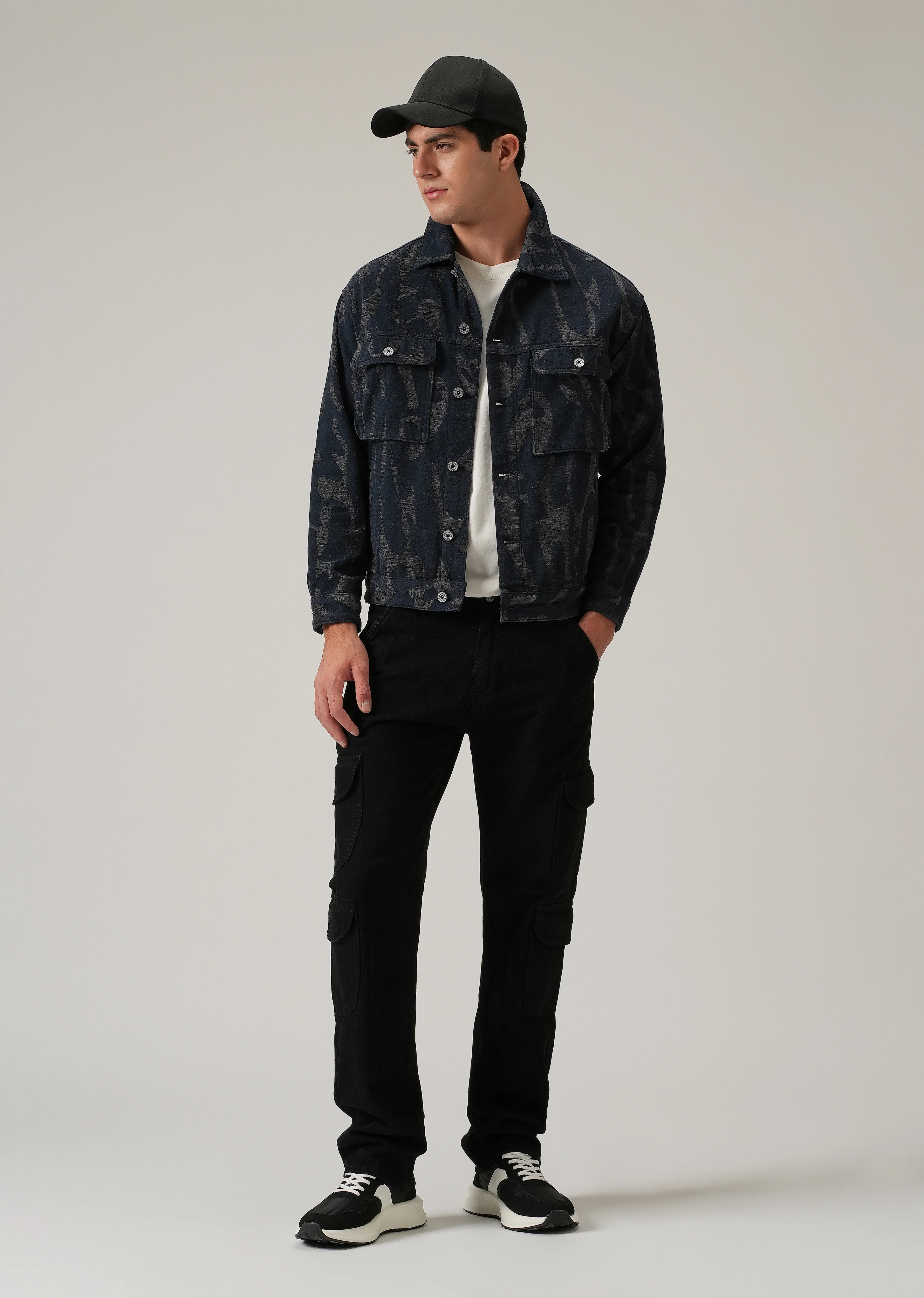 Grey Denim Jacquard Jacket - Image 6