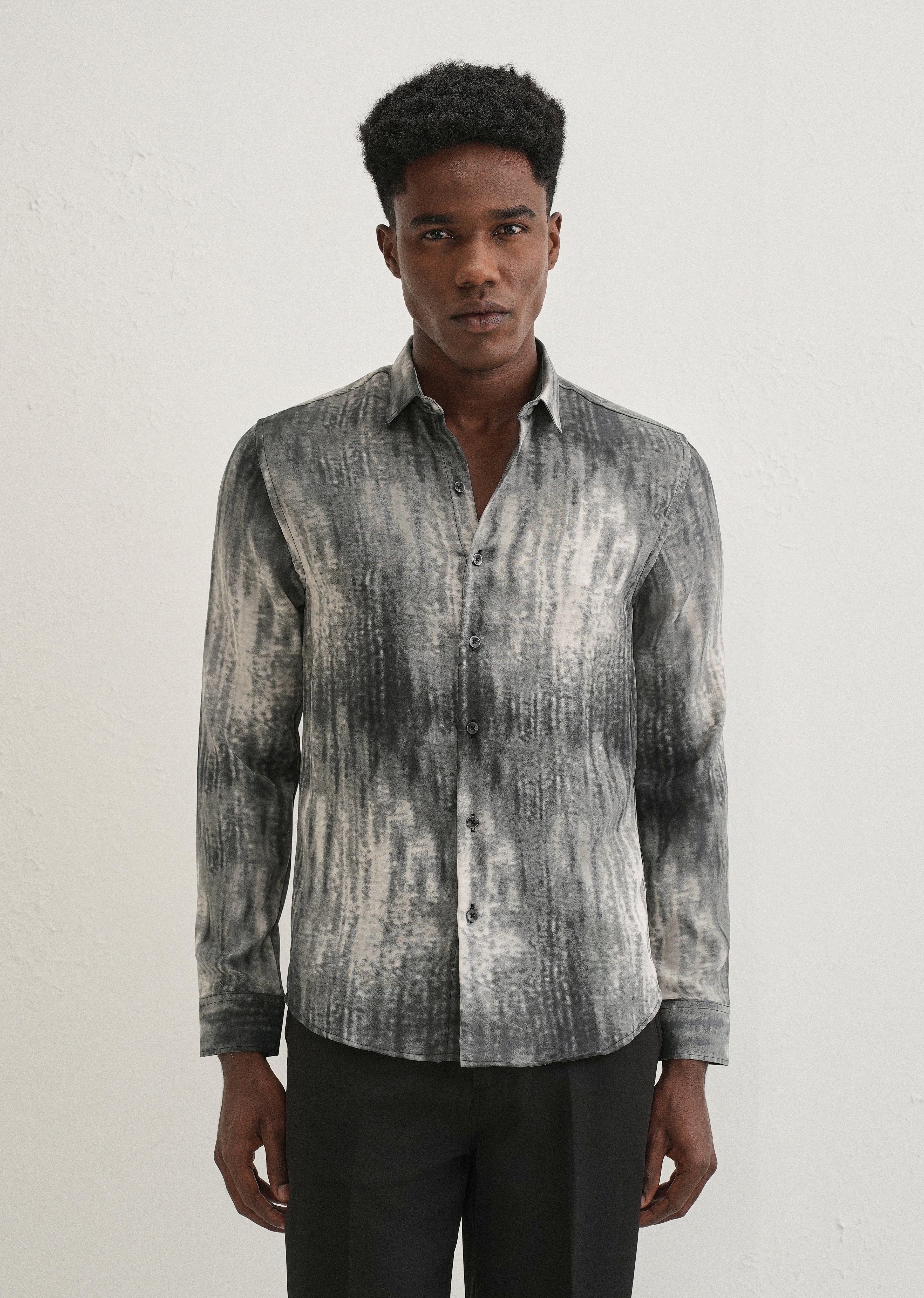 Grey Fade Abstract Printed Shirt - Image 3