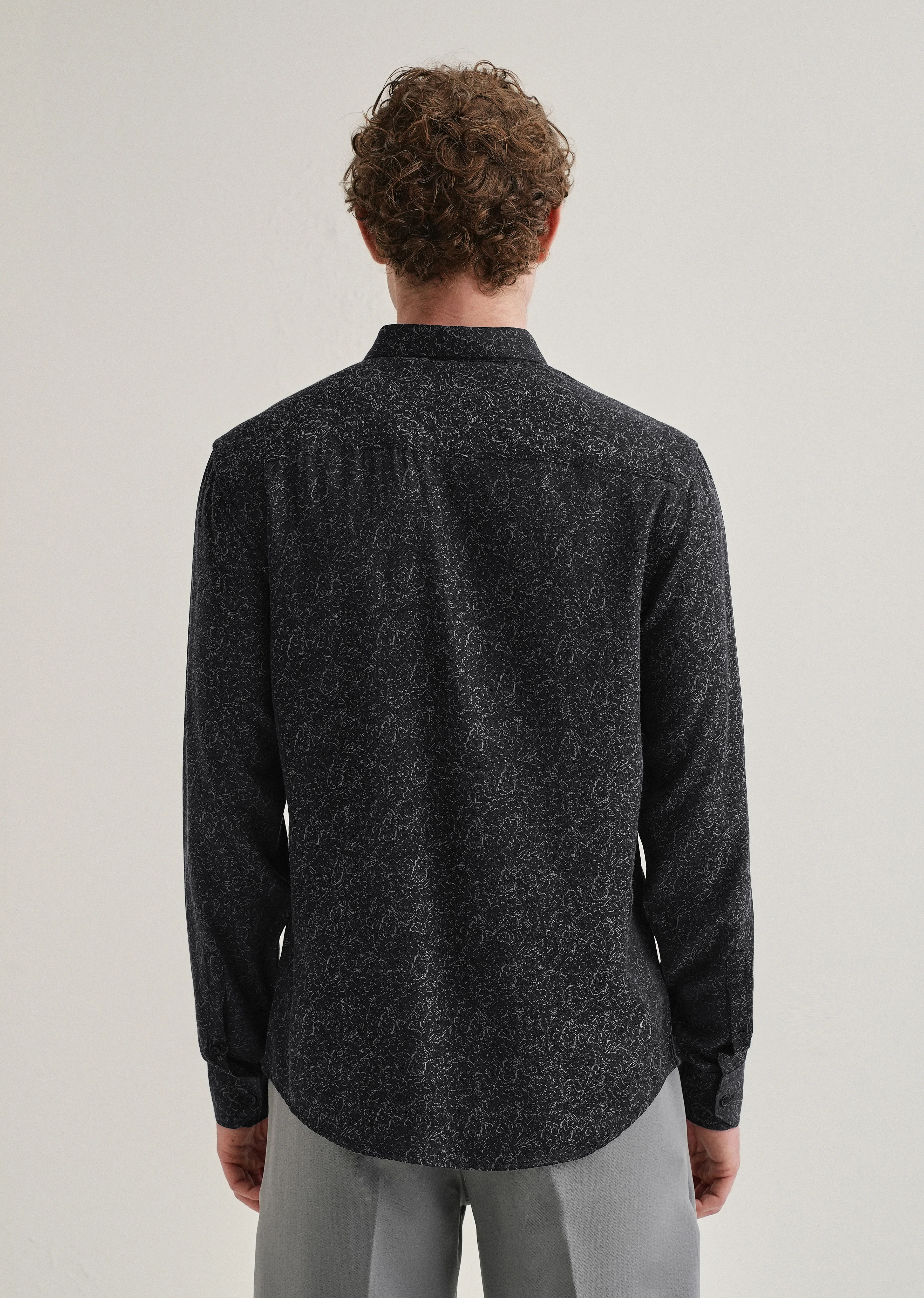 Grey Floral Jacquard Shirt - Image 3