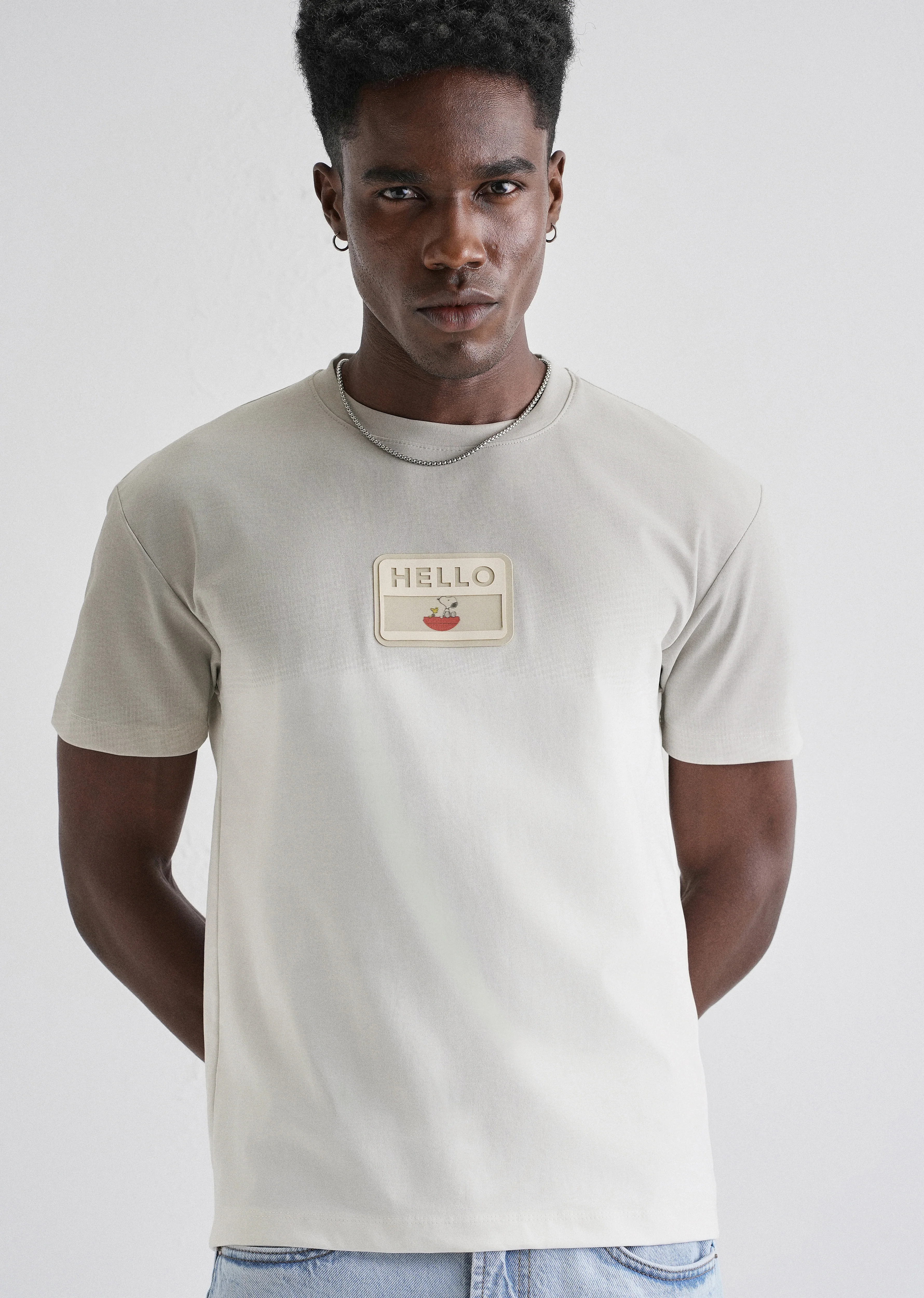 Grey Gradient Applique T-shirt - Image 7