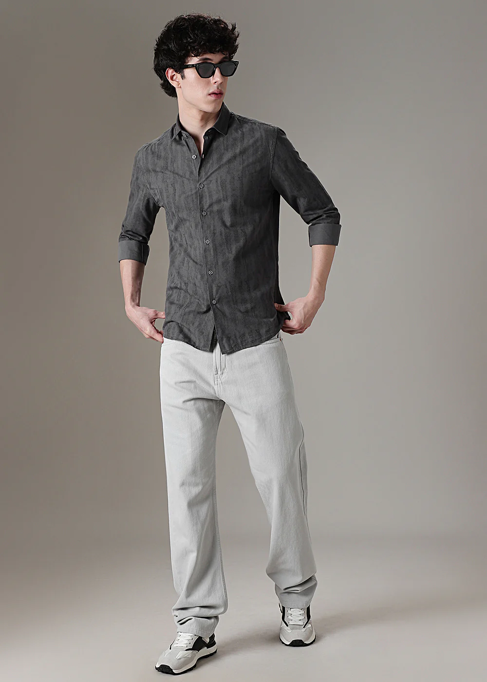 Grey Gradient Printed Shirt - Image 6