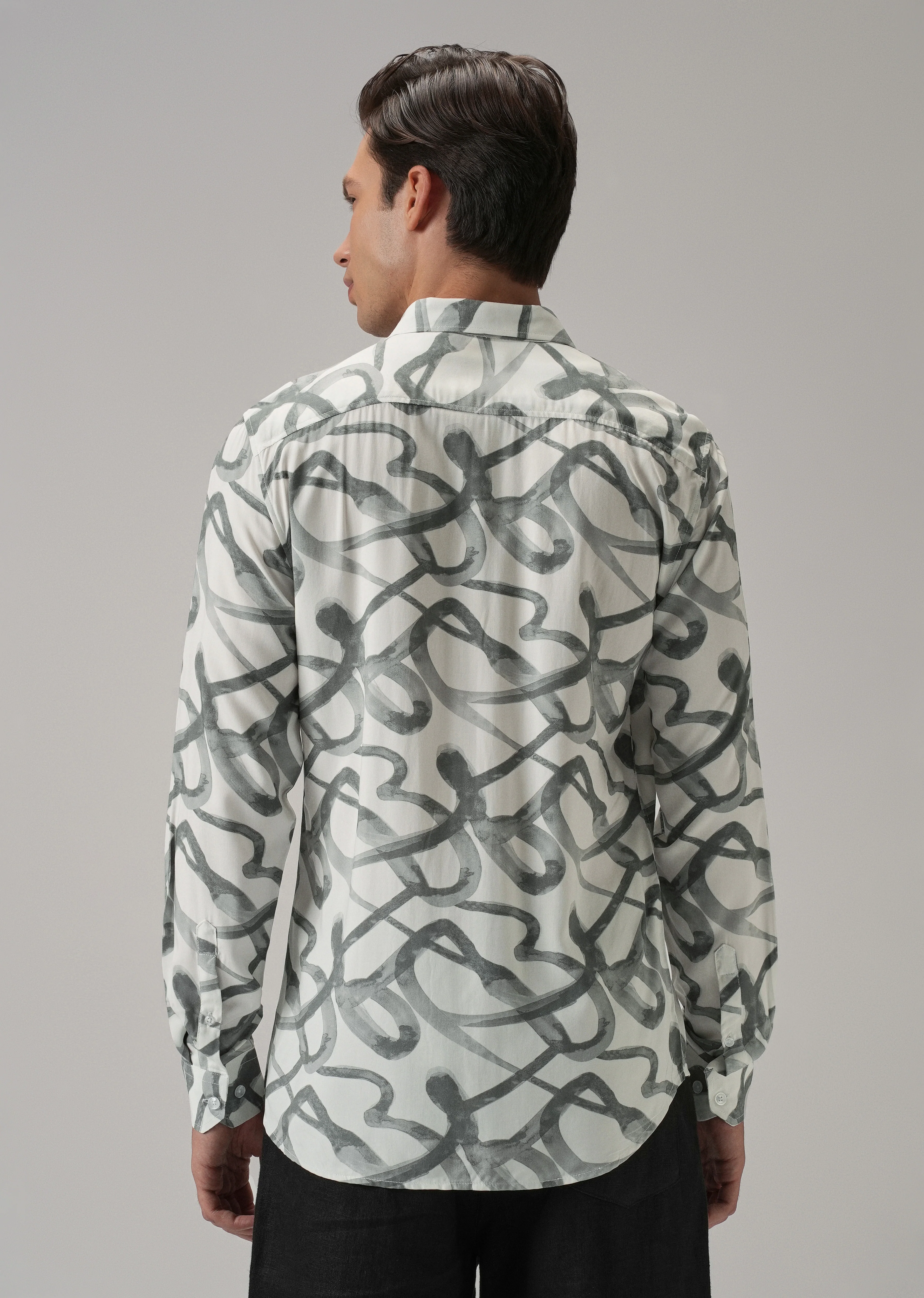 Grey Graffiti Printed Shirt - Image 2