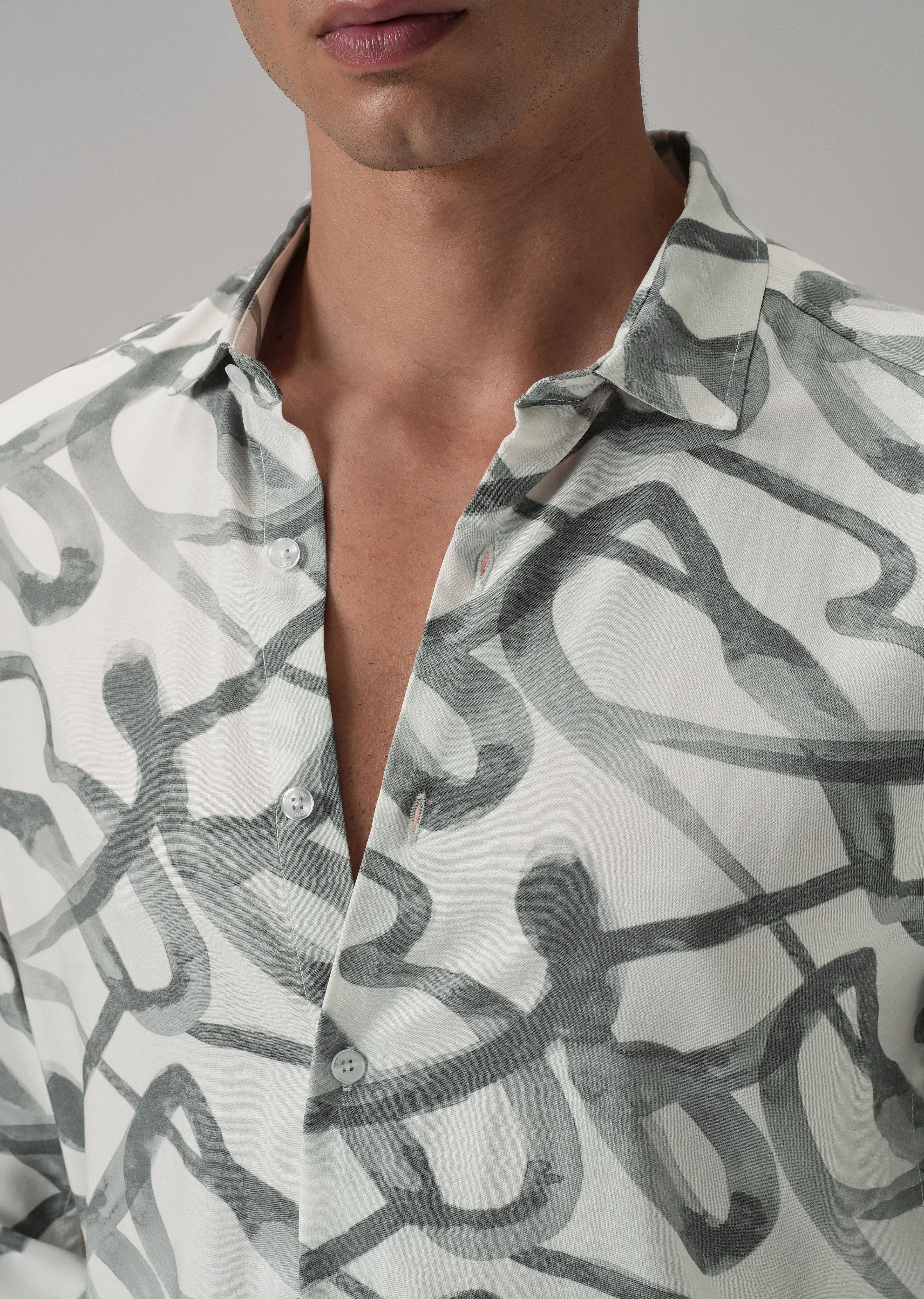 Grey Graffiti Printed Shirt - Image 5