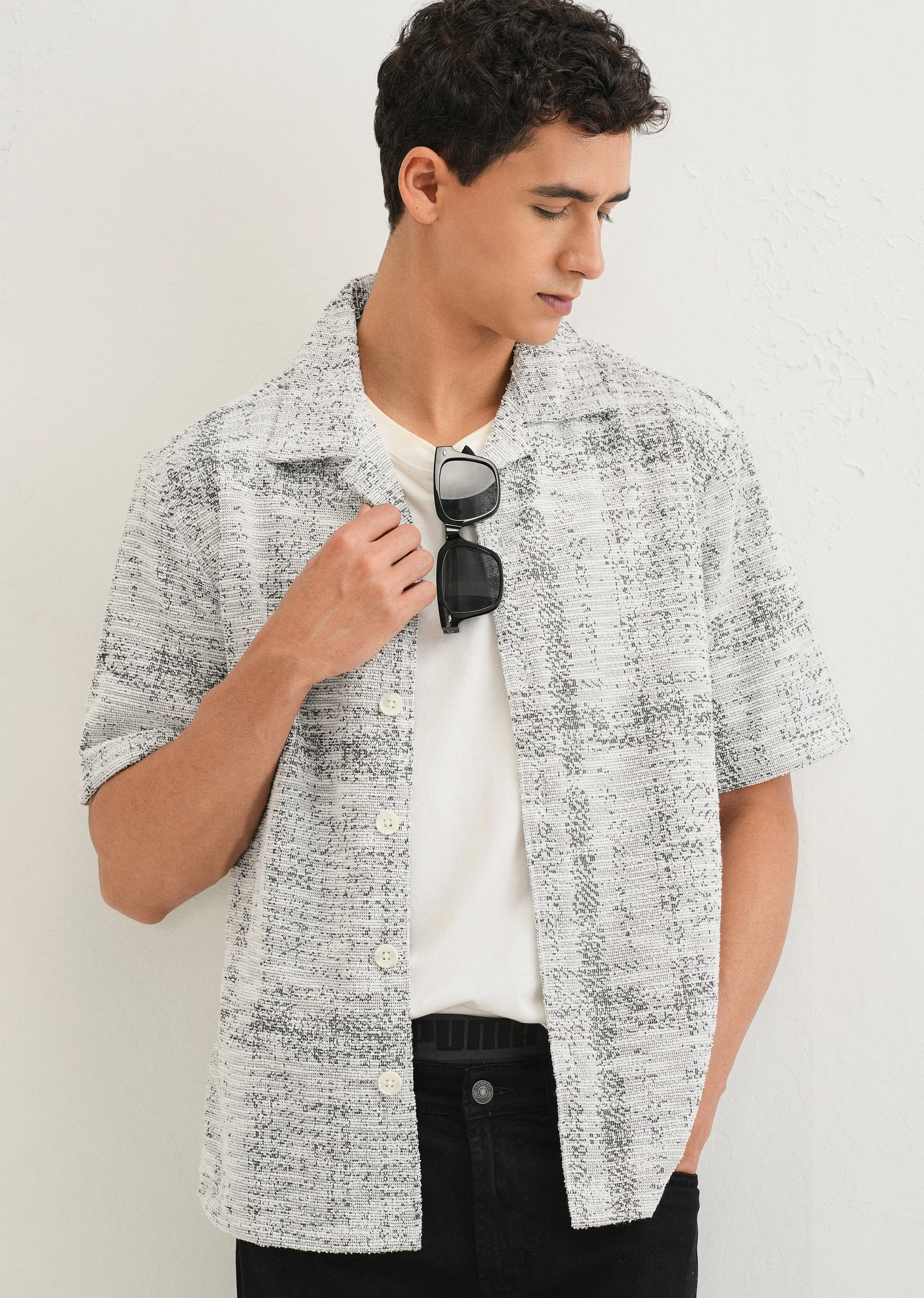 Grey Jacquard Knitted Shirt - Image 6