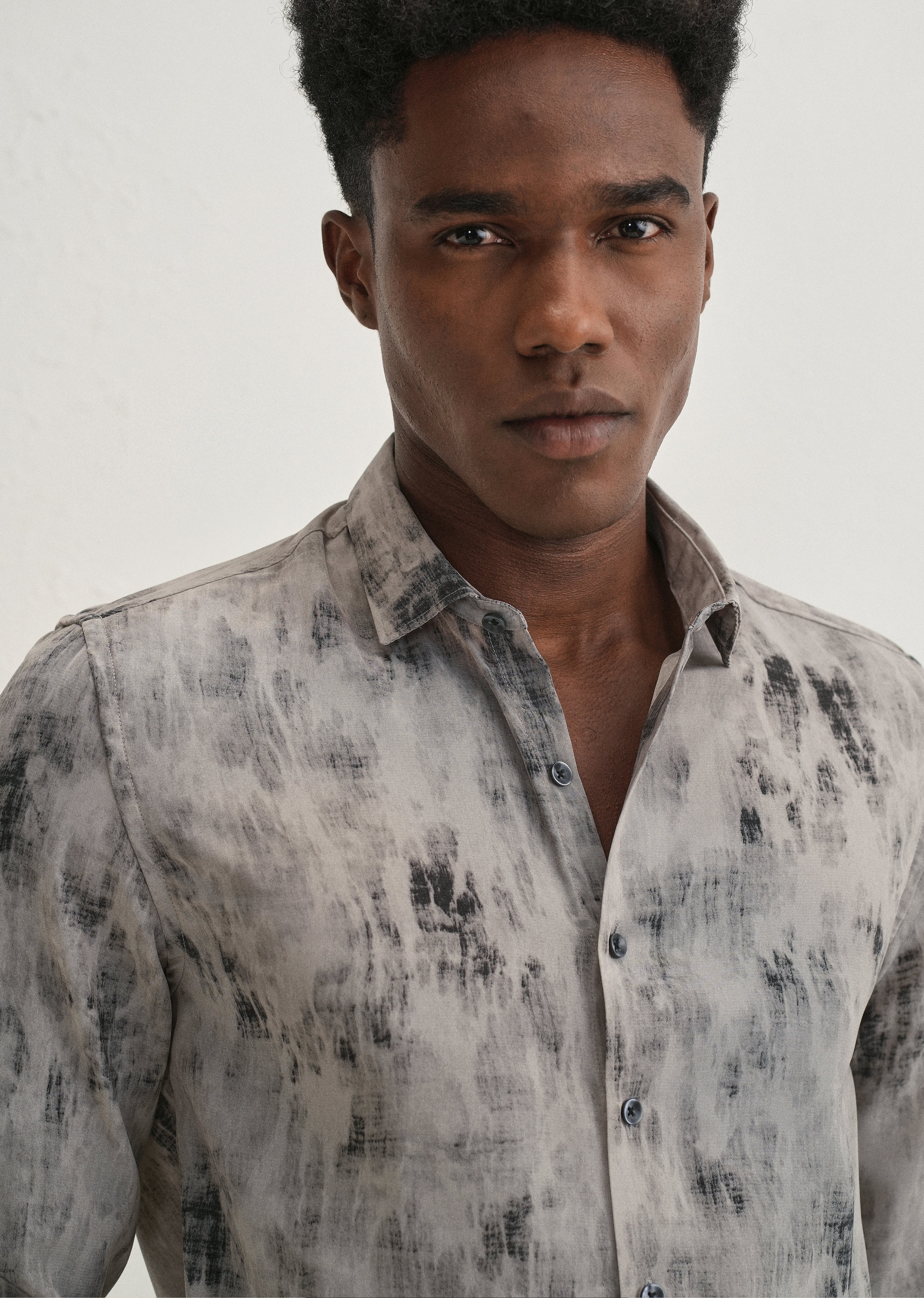 Grey Multi Tone Abstract Printed Shirt - Image 2