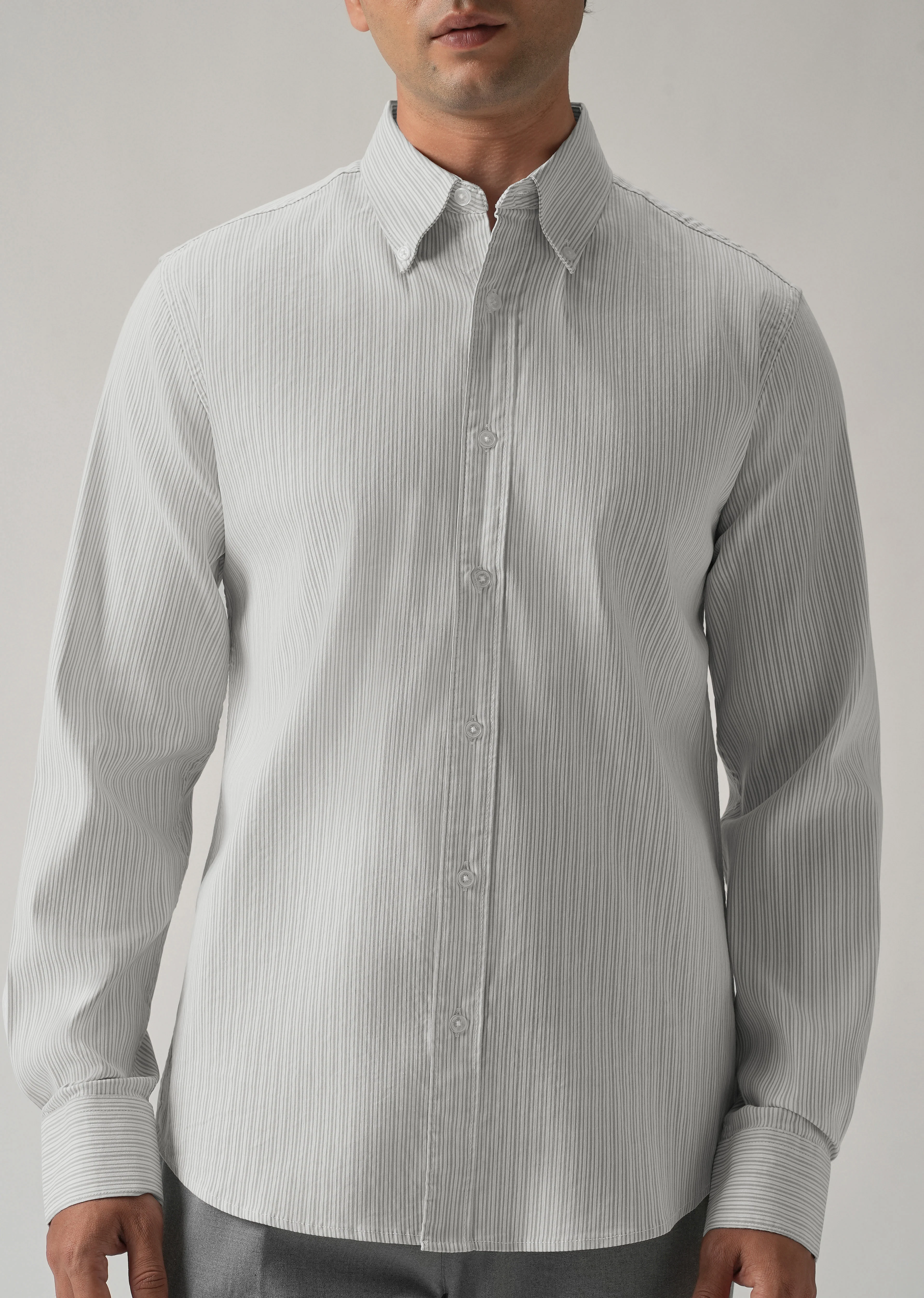 Grey Pinstripe Shirt - Image 7