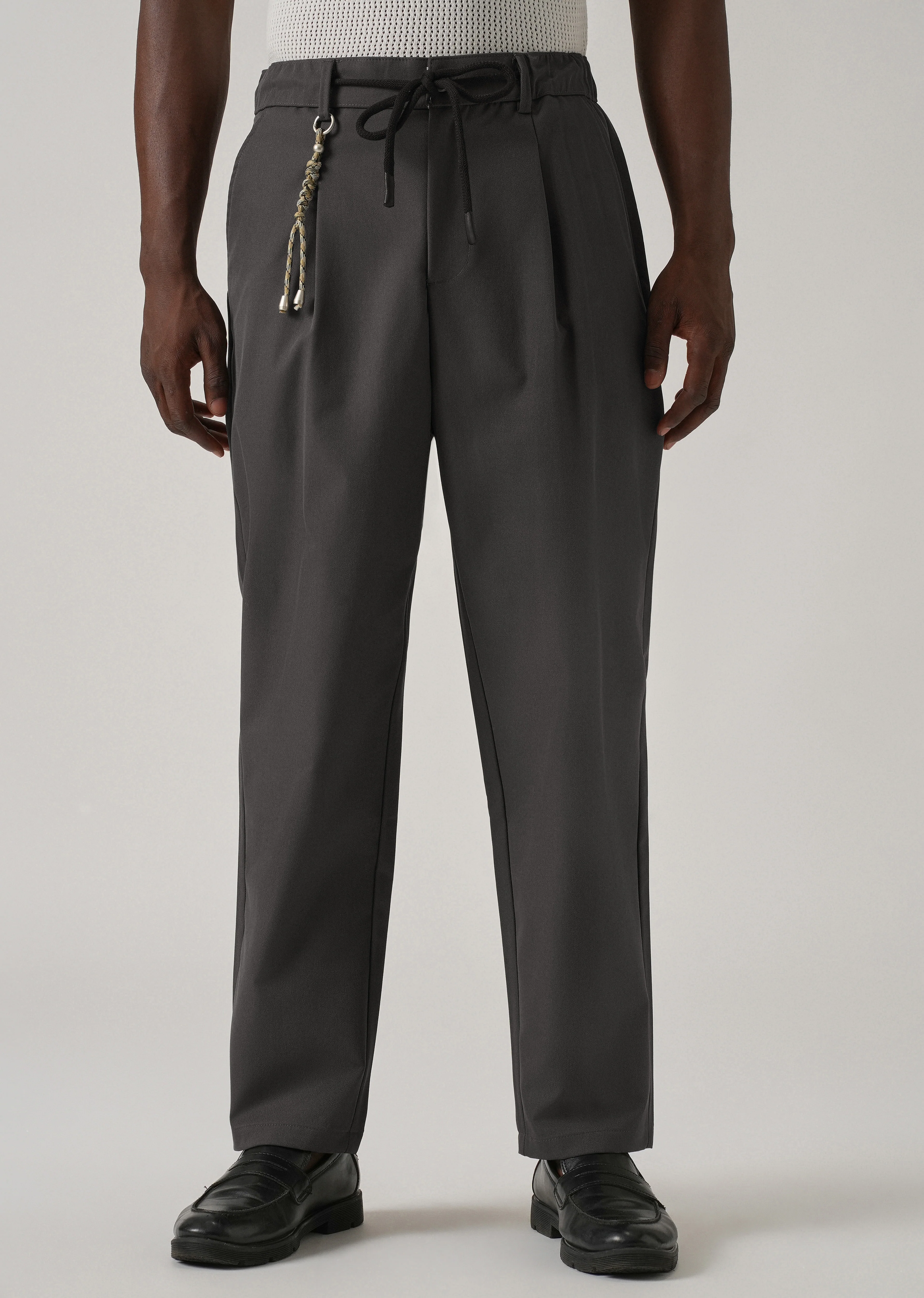 Grey Pleated Drawstring Pant - Image 7