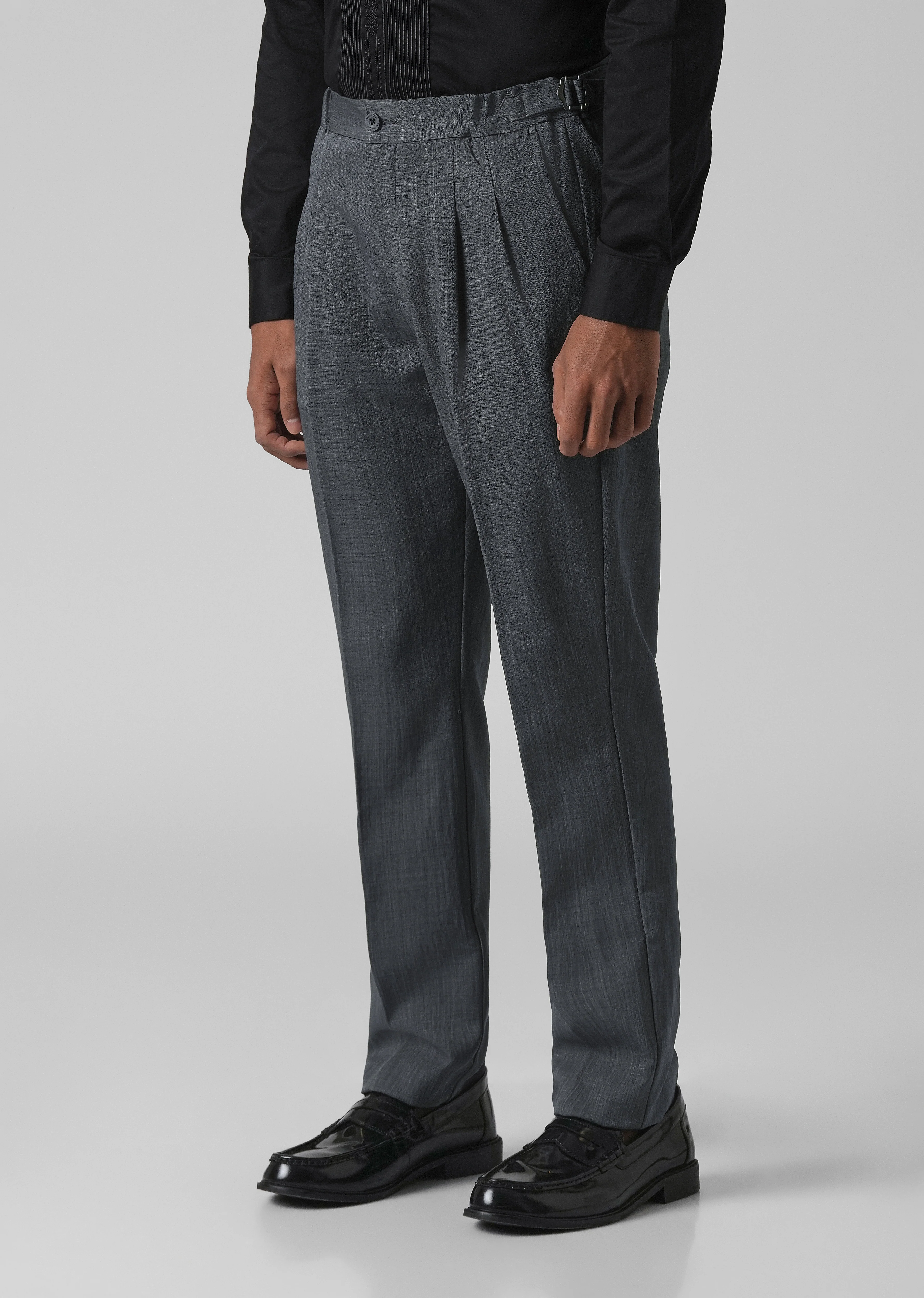 Grey Pleated Gurkha Pant - Image 4