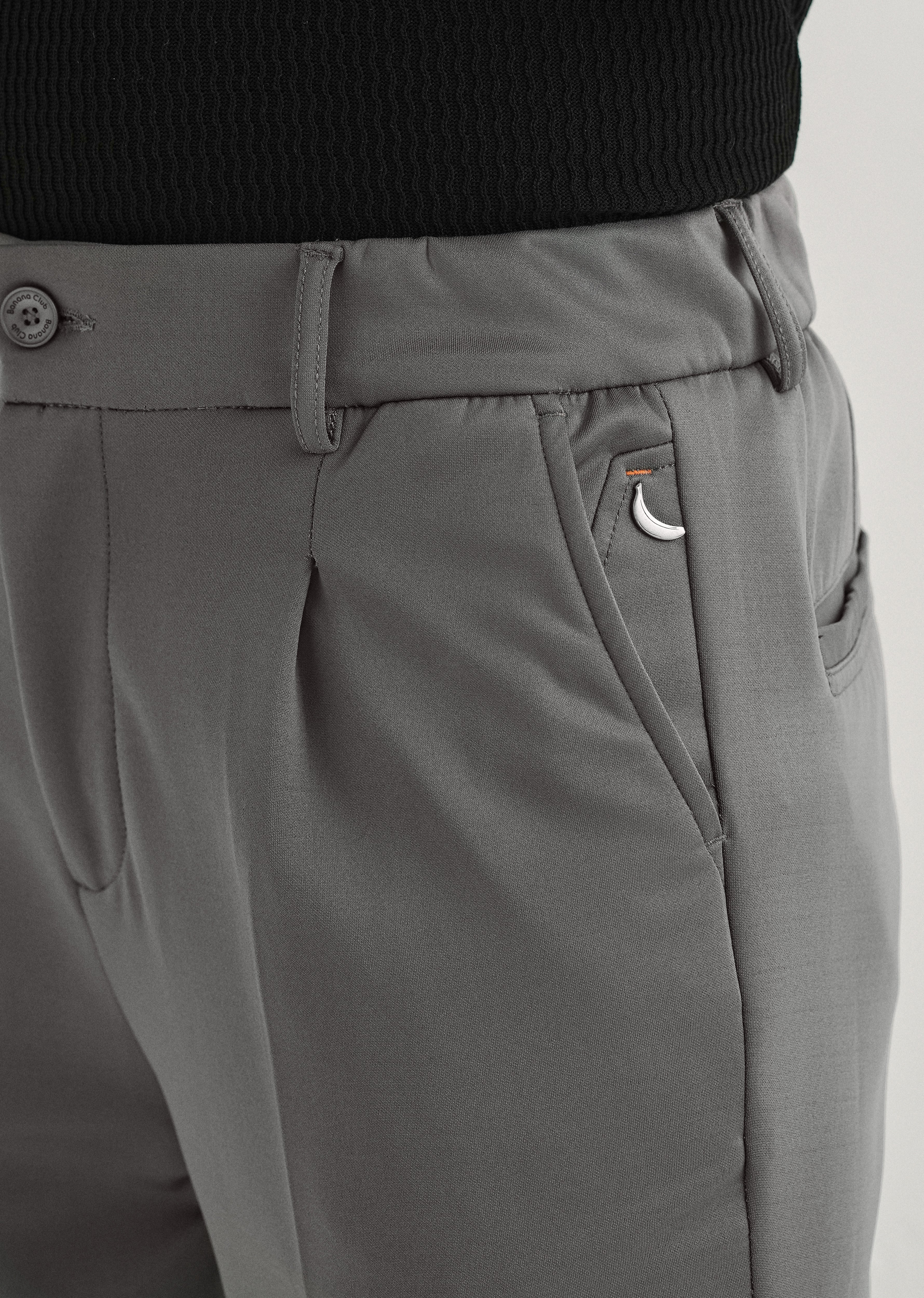 Grey Pleated Relaxed Fit Trousers - Image 2