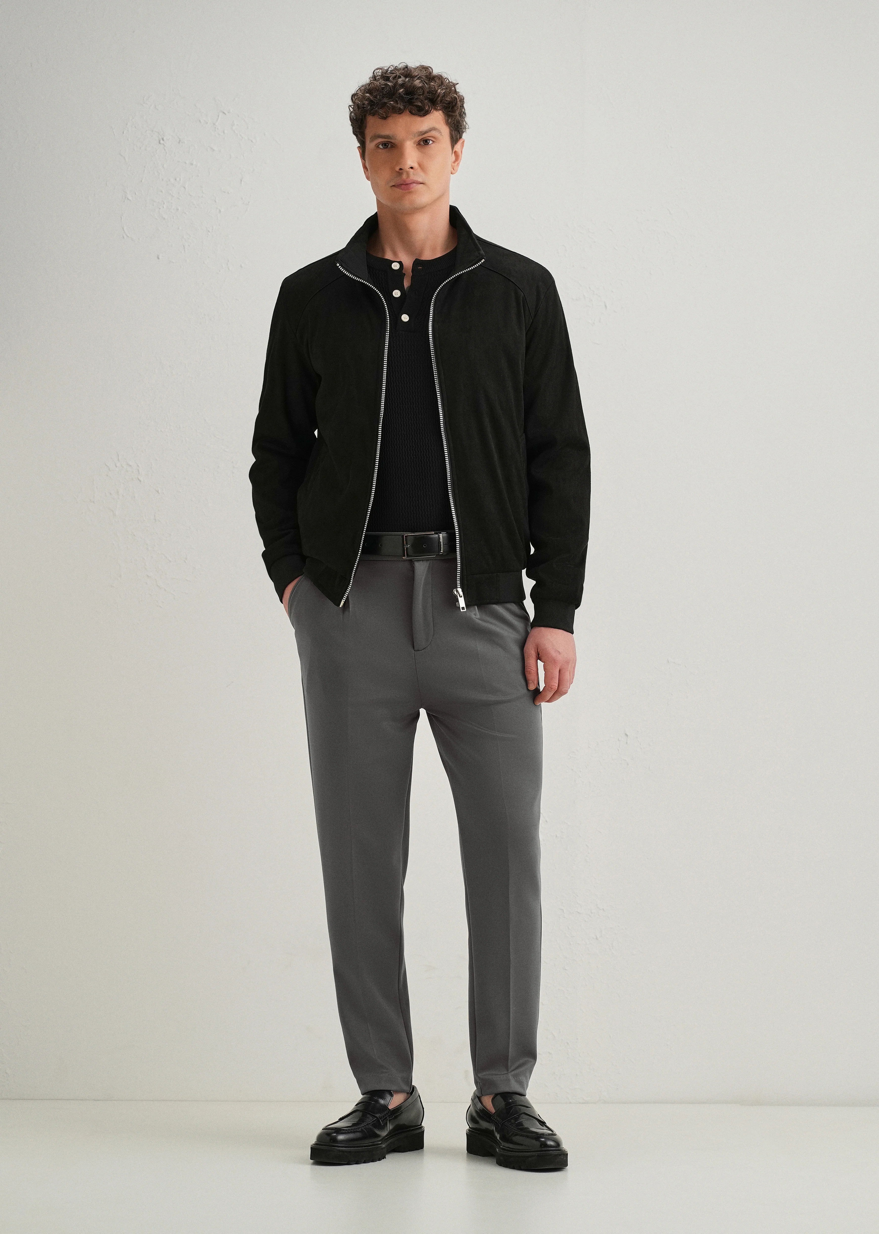 Grey Pleated Relaxed Fit Trousers - Image 6