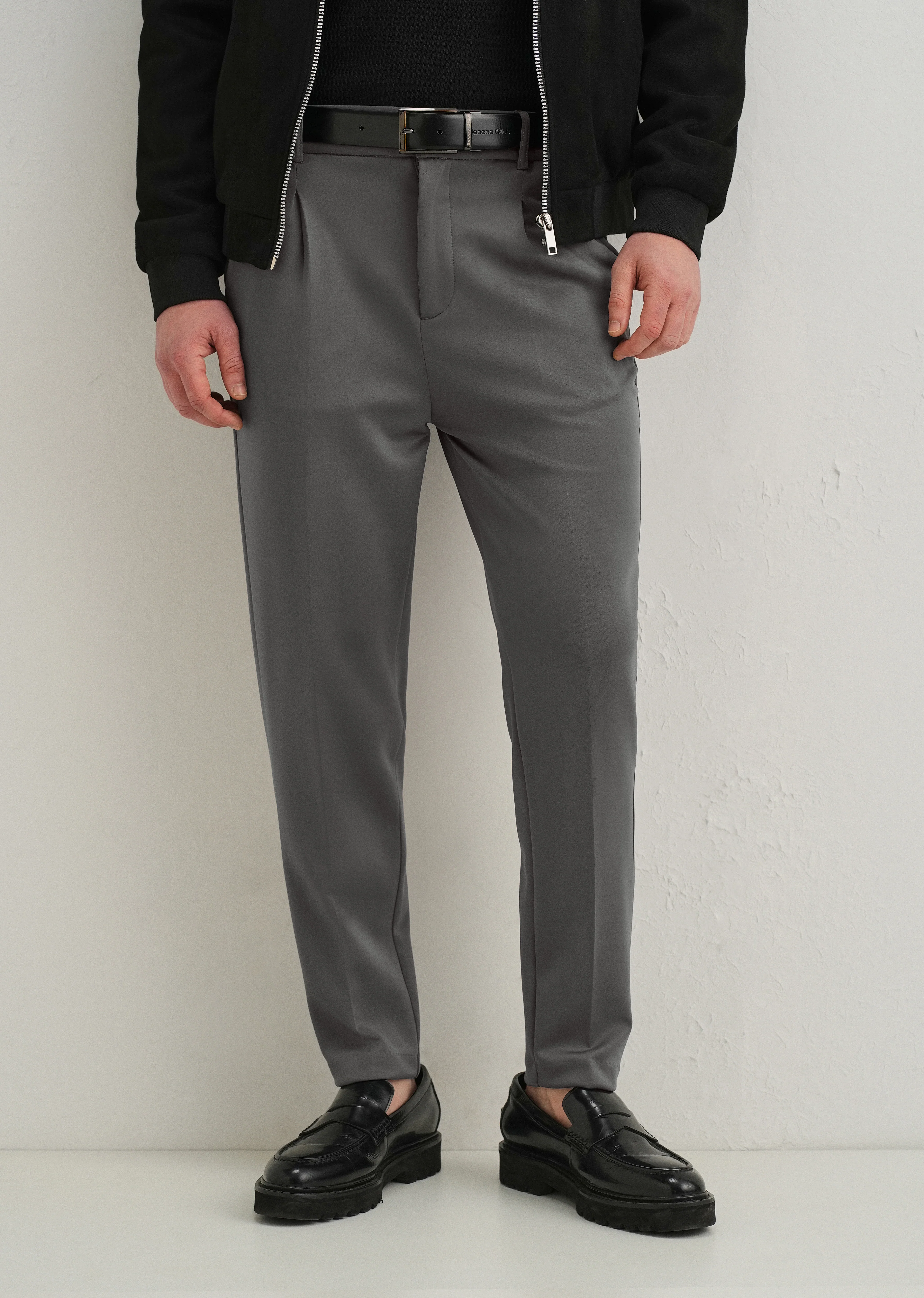 Grey Pleated Relaxed Fit Trousers - Image 7