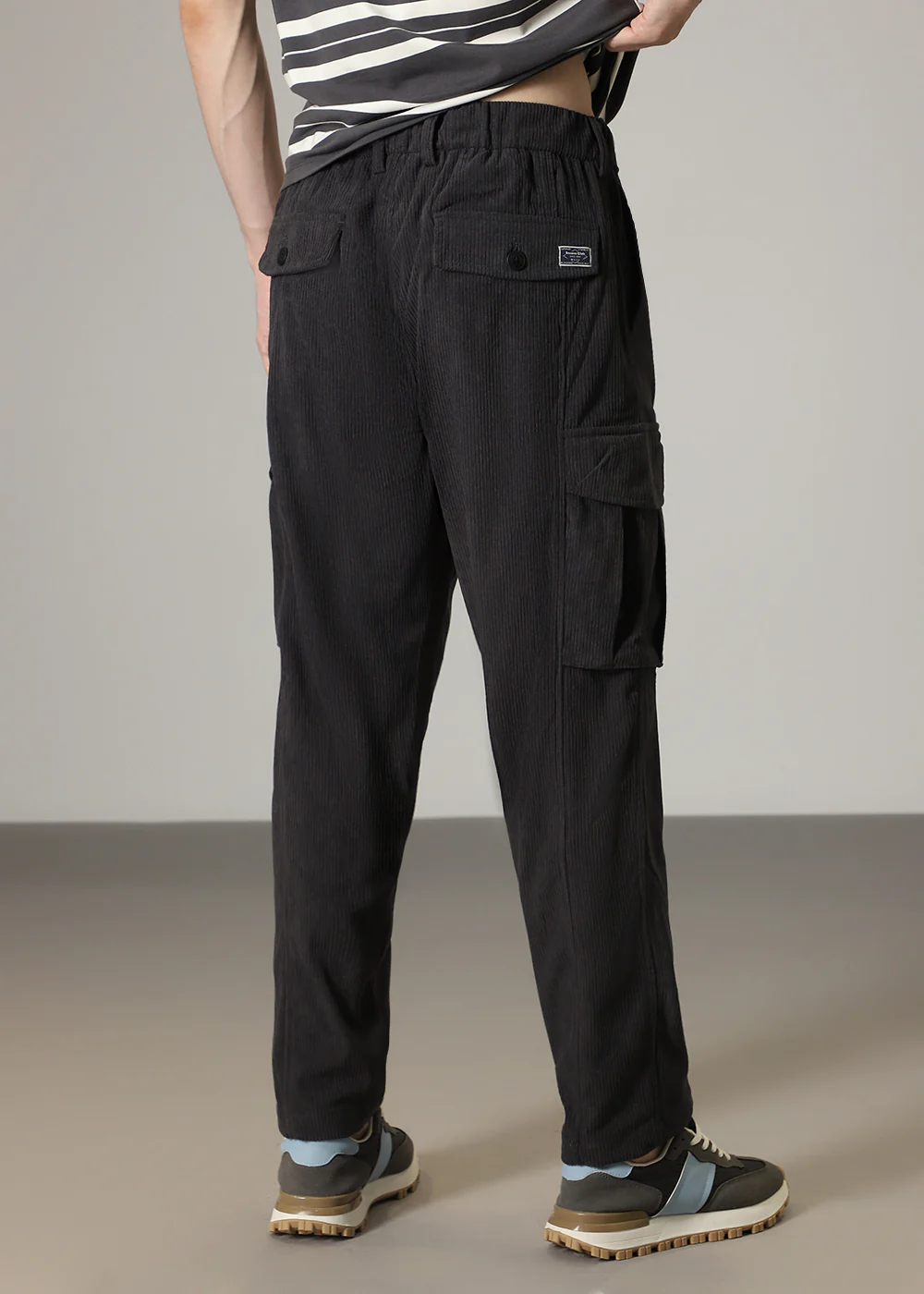 Grey Pocket Cargo Corduroy Pant - Image 4