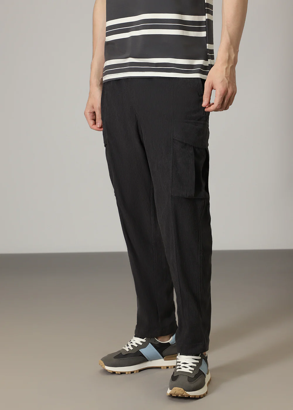 Grey Pocket Cargo Corduroy Pant - Image 6