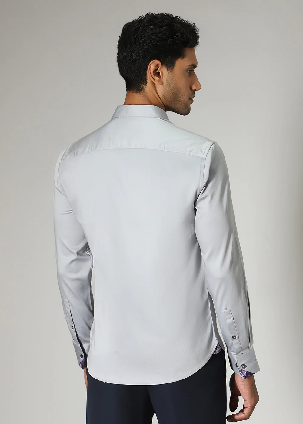 Grey Printed Cuff Shirt - Image 4