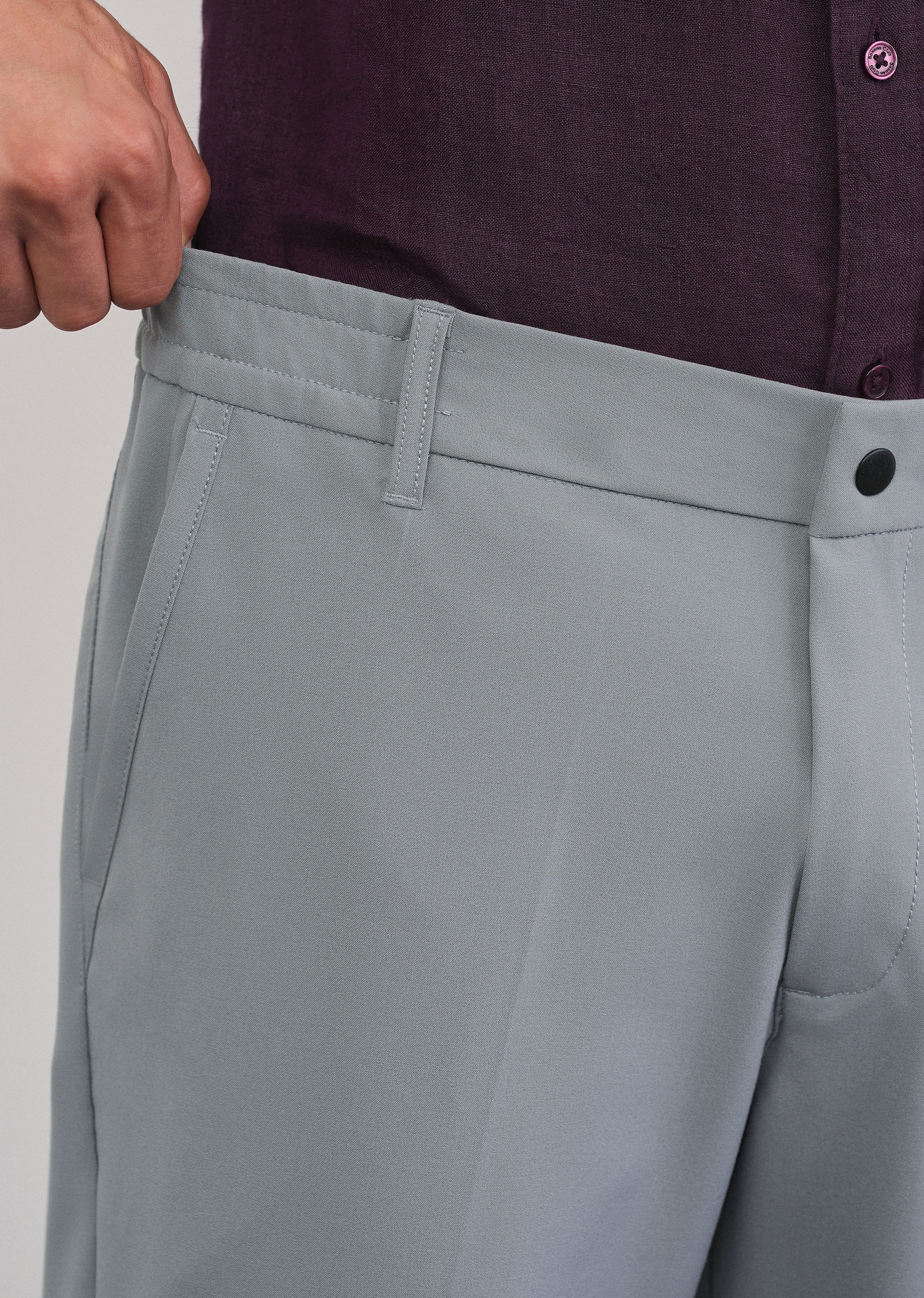 Grey Semi-Elastic Slim Fit Trouser - Image 5