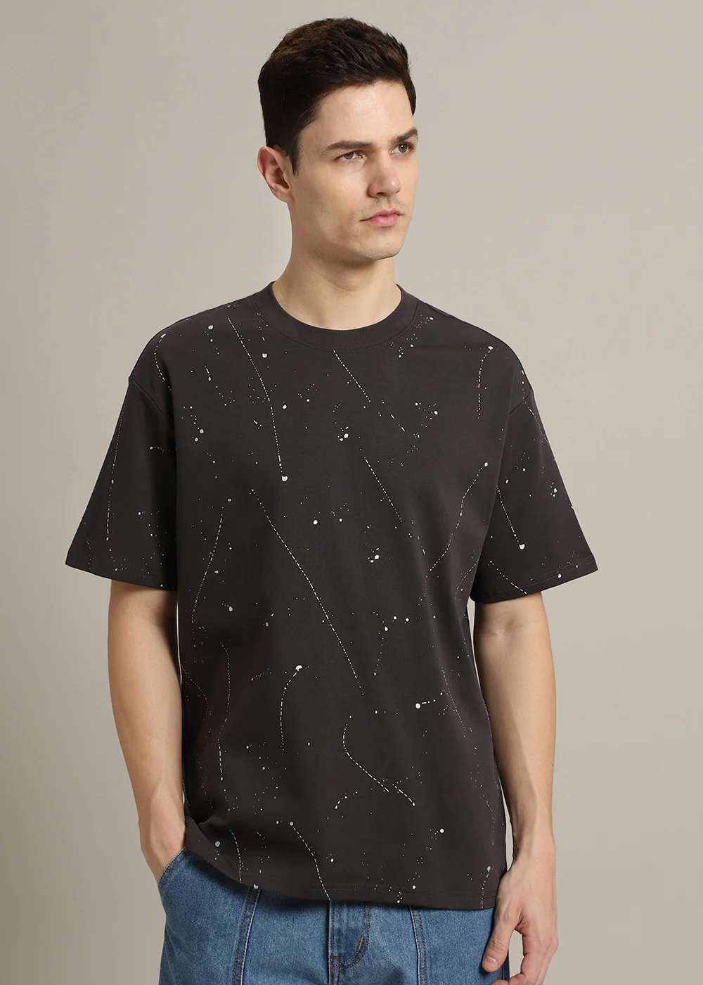 Grey Splatter Oversized T-shirt - Image 3